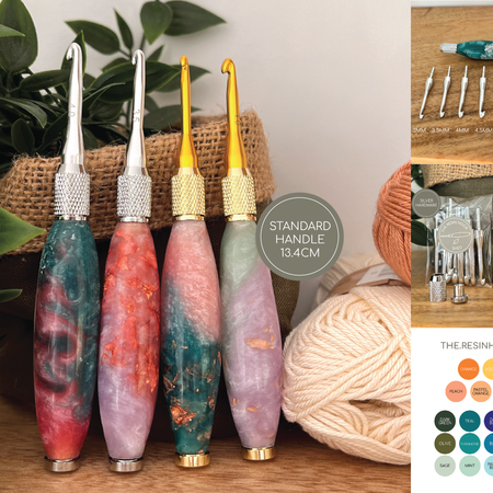 Custom Resin Interchangeable Crochet Hook Handle Set - Standard Handle