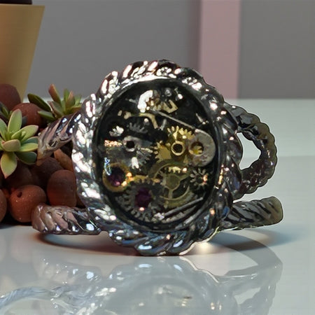Steampunk watch parts Ladies Silver ring