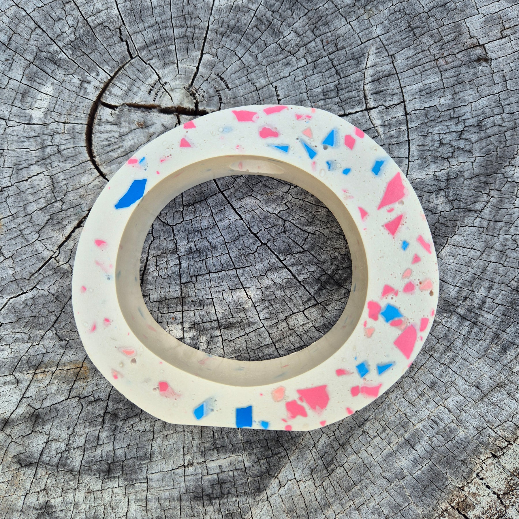 Pink and blue terrazzo concrete test tube single stem vase