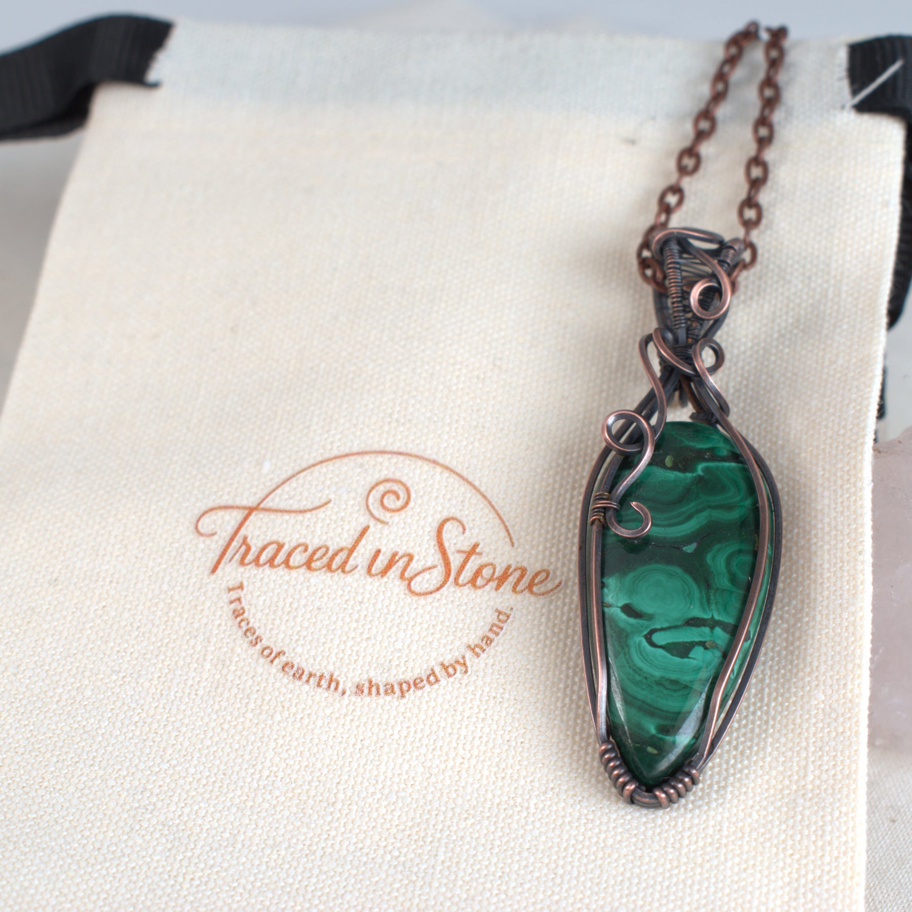 Emerald Pools - Malachite Copper Wrapped Pendant
