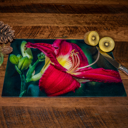 Day Lily Chopping Board - Tempered Glass