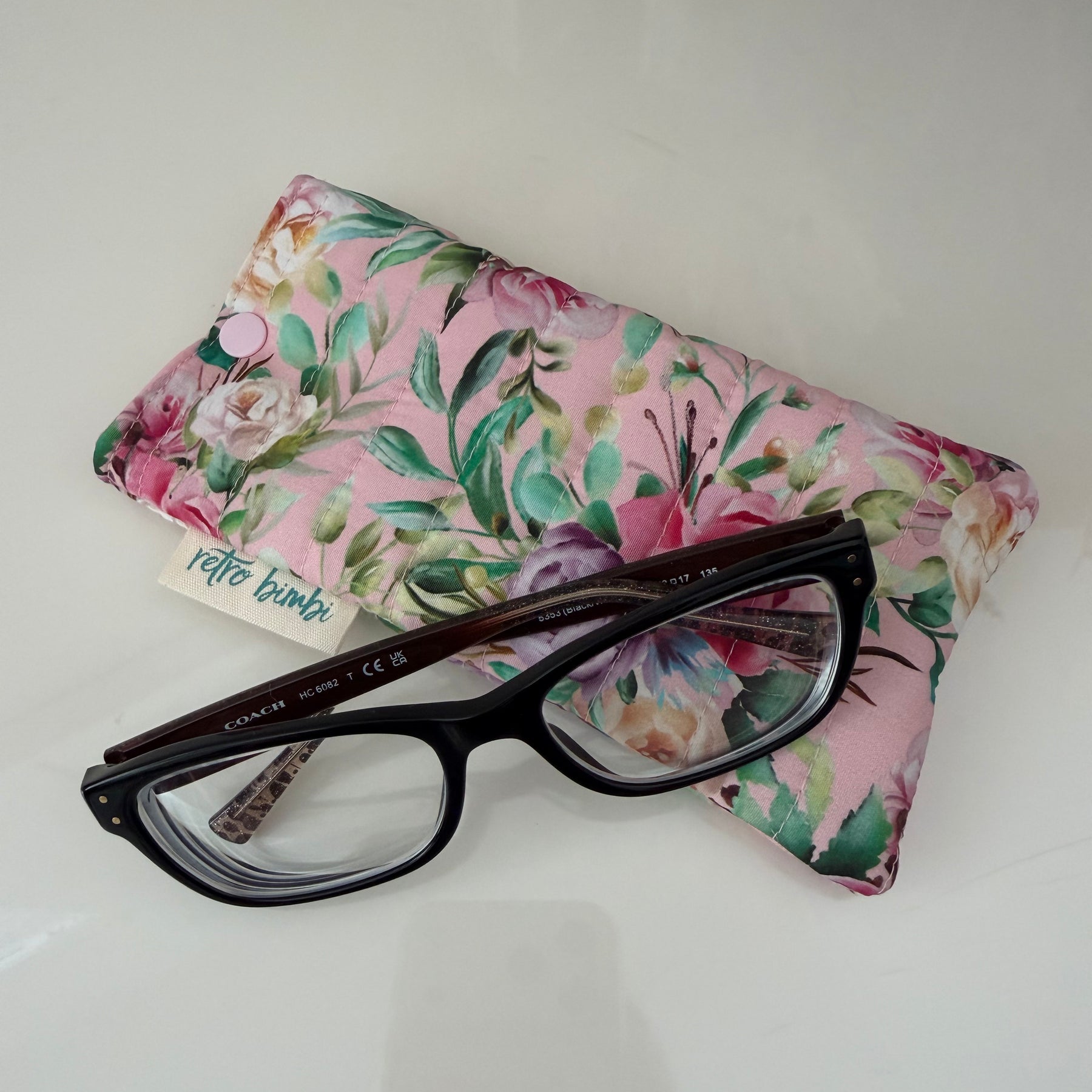 Quilted Glasses Case - Pink Floral