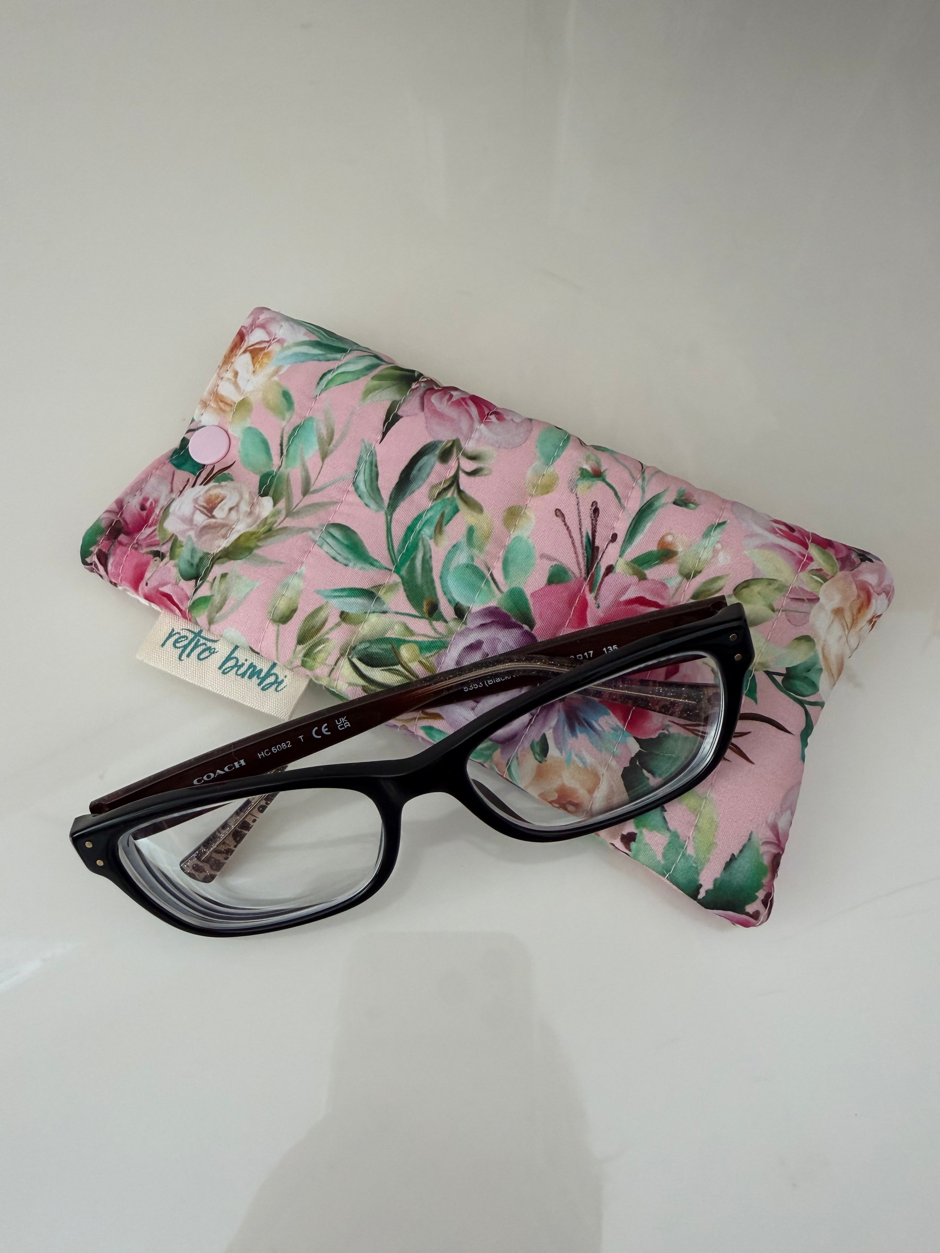 Quilted Glasses Case - Pink Floral