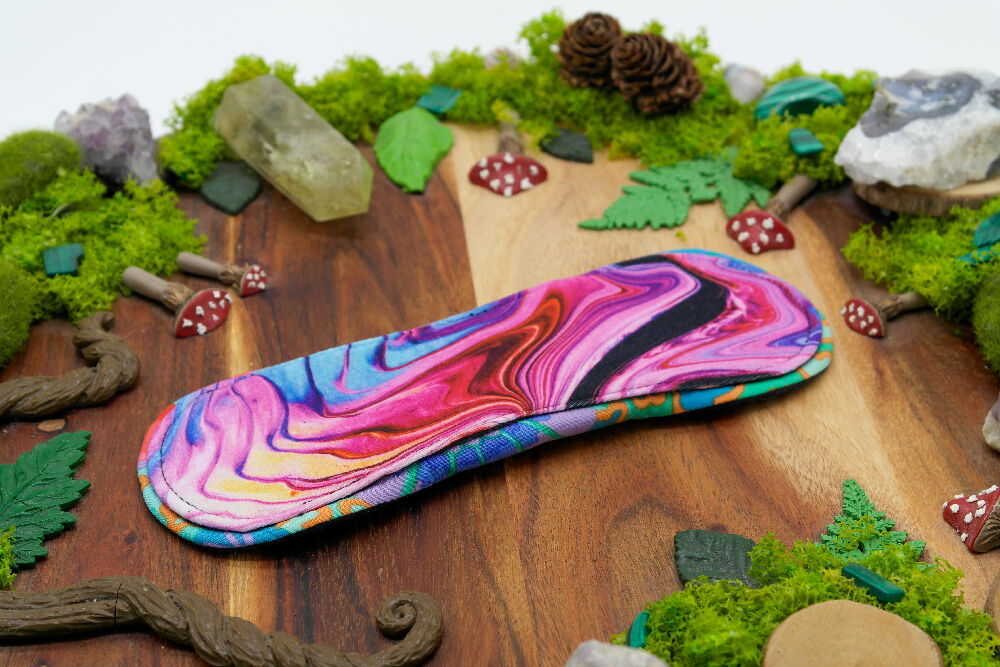 dig the flow reusables reusable cloth pad australian handmade pink swirly cotton lycra kasse fasset floral cotton unique one-of-a-kind mishmash menstrual health business