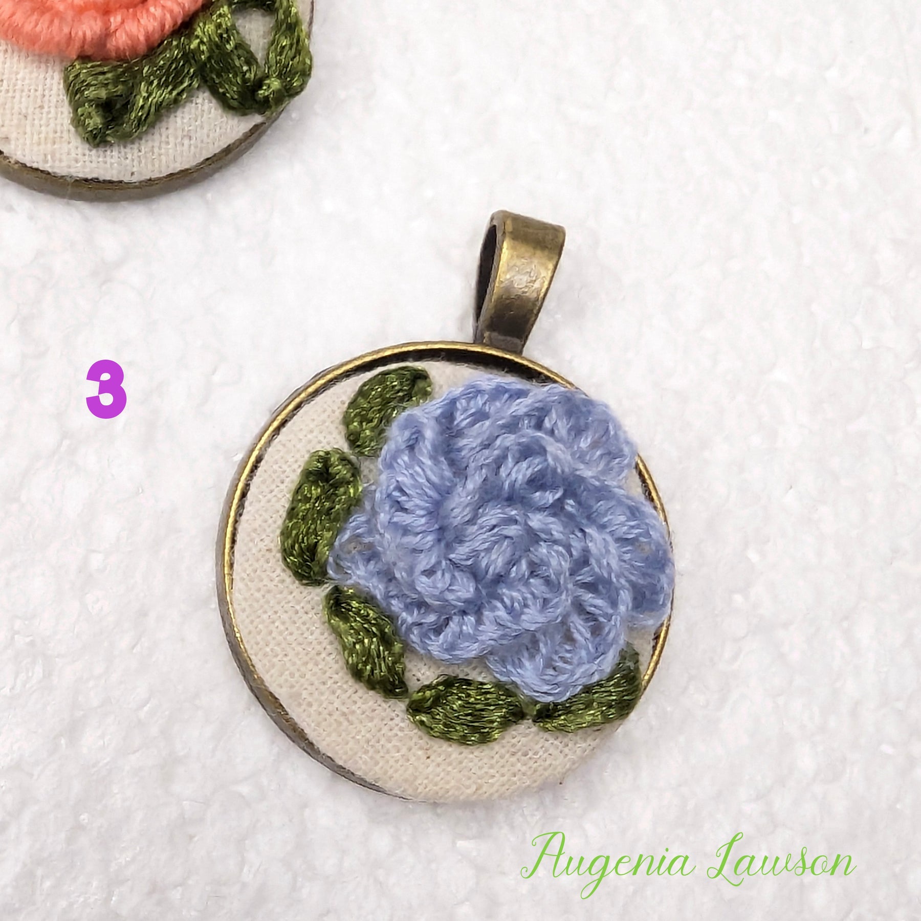 Mini Embroidered Necklace – Handmade Fabric Pendant, Choose Your Design