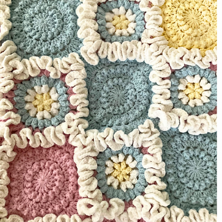 Handmade Crochet Baby Blanket, Baby Ruffle Quilt Set