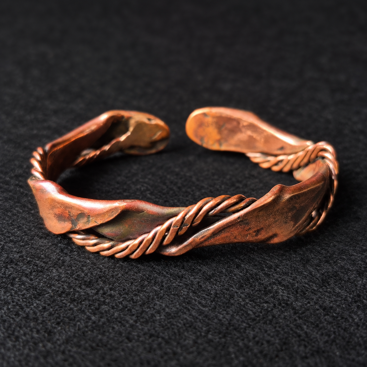 Handmade Twisted Ribbon Copper Cuff Bracelet B026