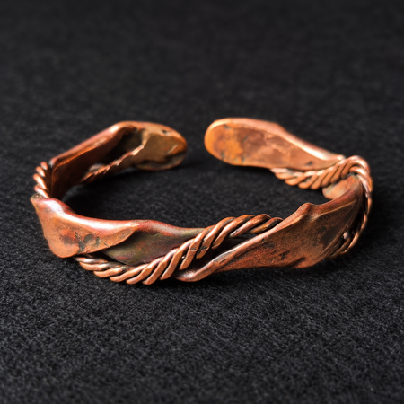 Handmade Twisted Ribbon Copper Cuff Bracelet B026