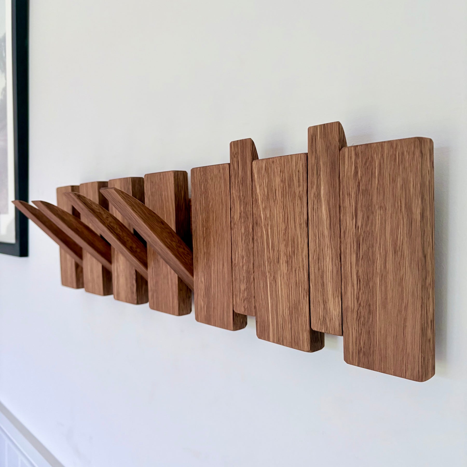 Grey box piano style coat rack