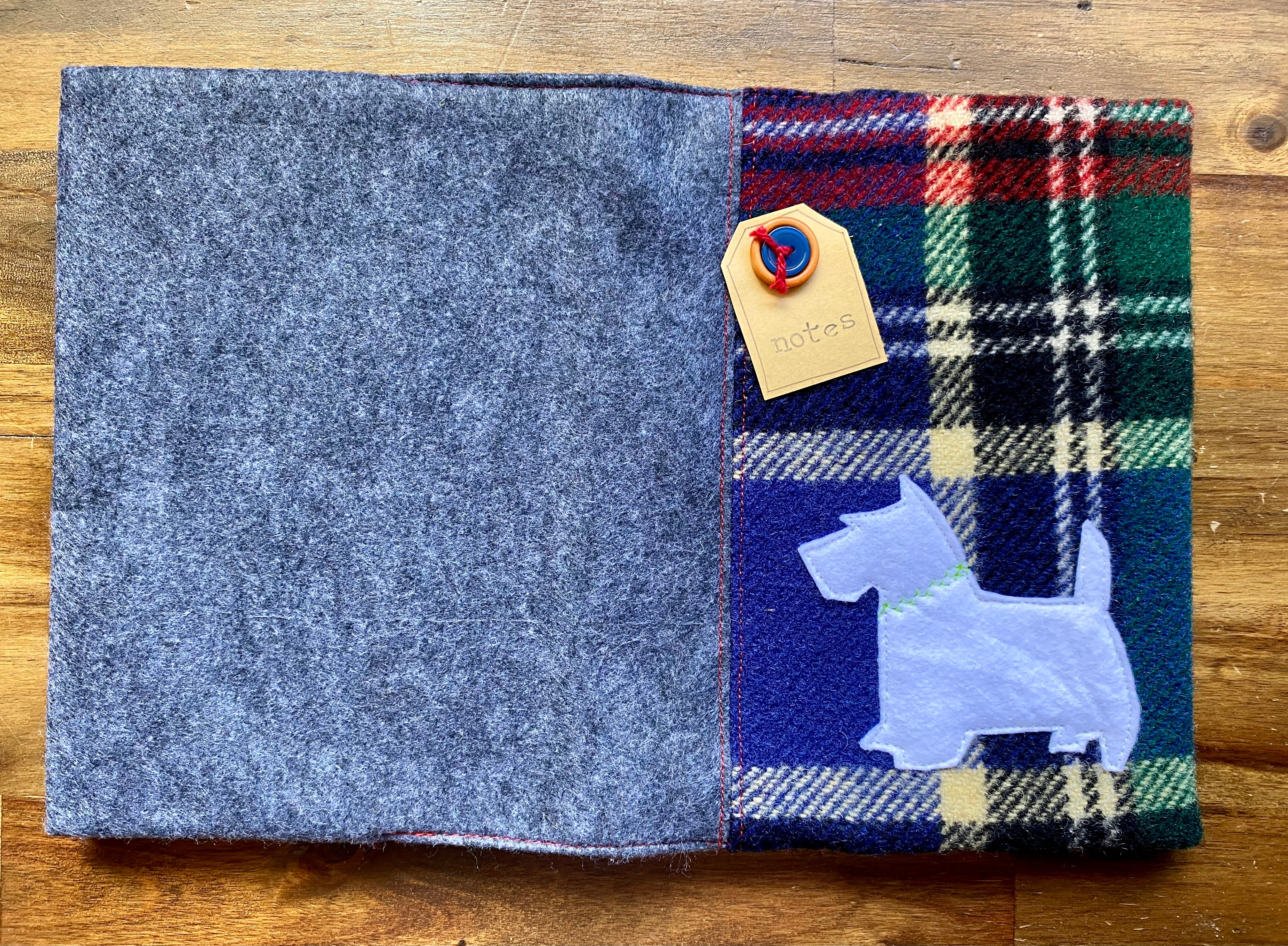 A5 Upcycled Notebook Scotty Dog - White