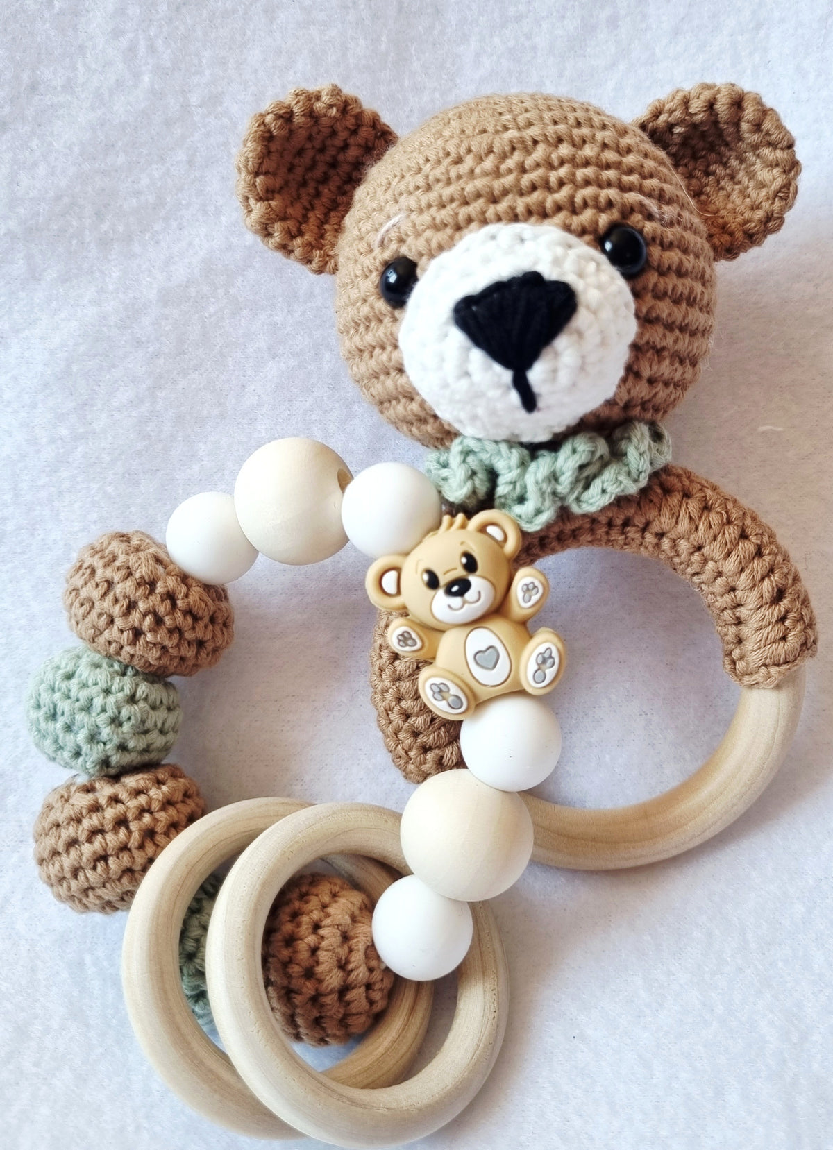 Handmade – Rattle & Sensory Bracelet toy – 6 designs – 100% Organic Cotton - BB06