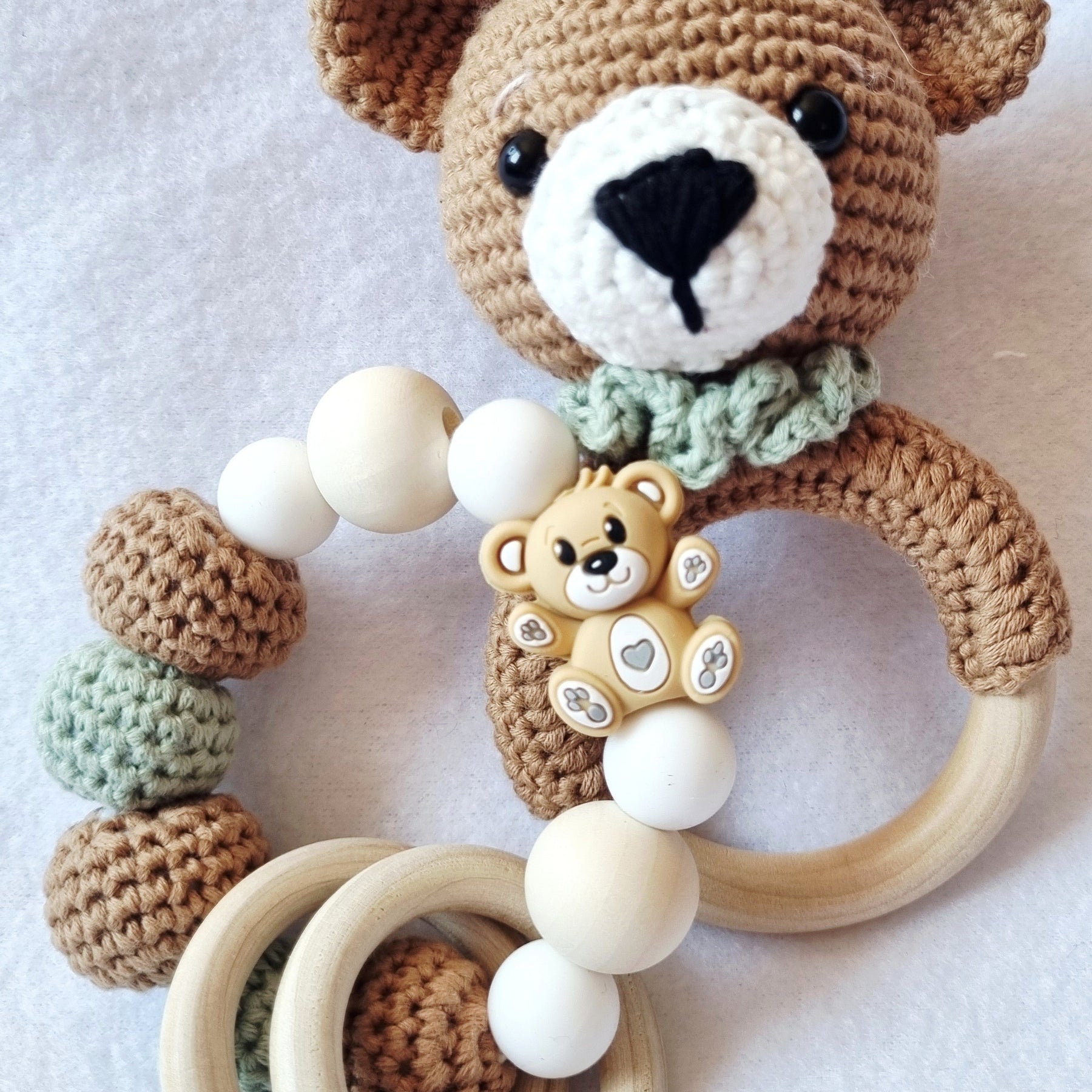 Handmade – Rattle & Sensory Bracelet toy – 6 designs – 100% Organic Cotton - BB06
