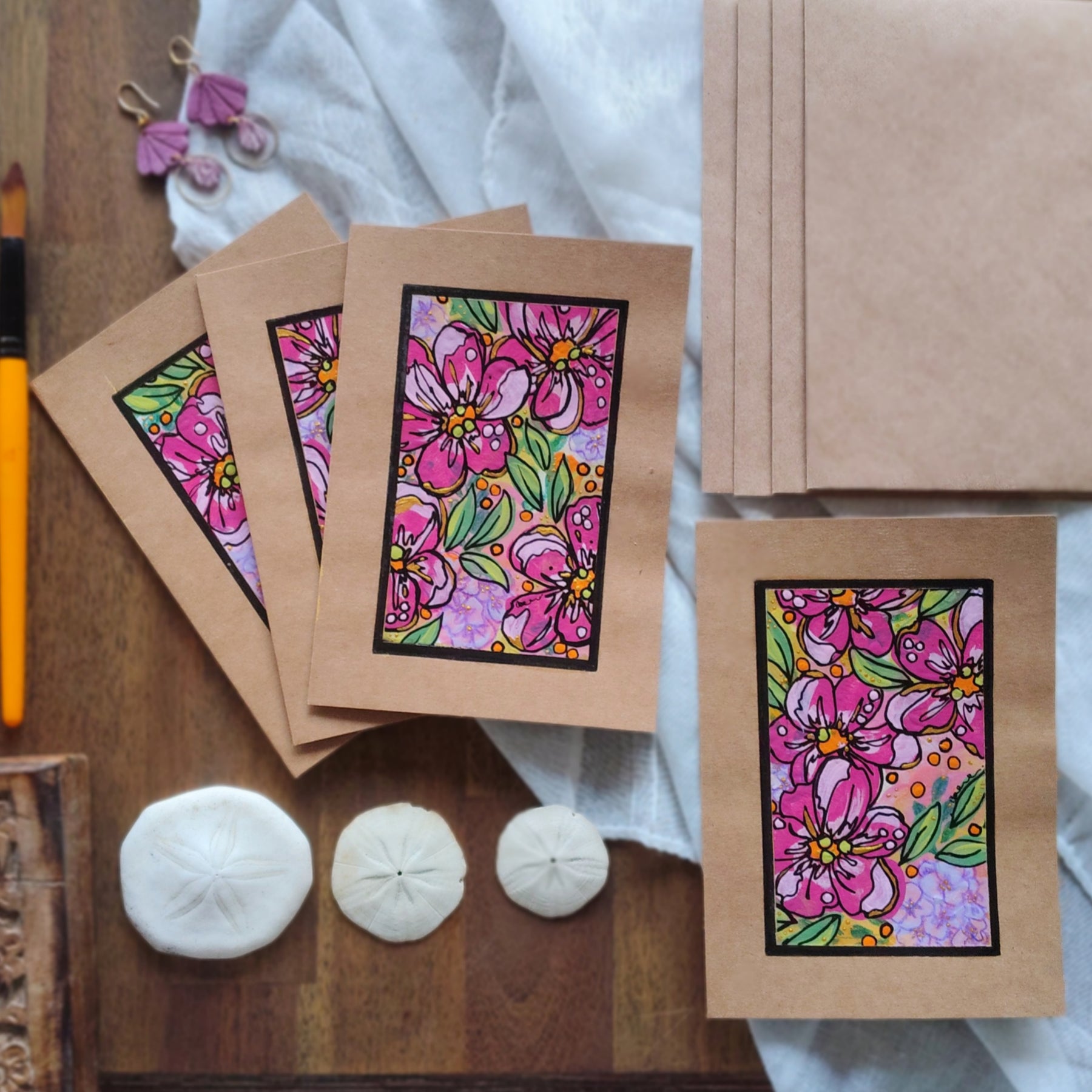 Origianl Art Greeting Cards - "Playing with Flowers" - Series #1