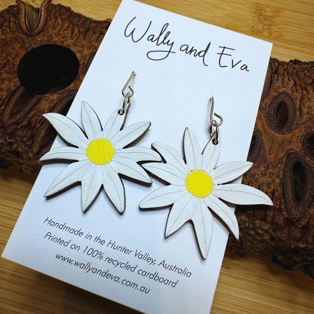 Australian Flannel Flower Hand Painted Earrings