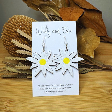 Australian Flannel Flower Hand Painted Earrings