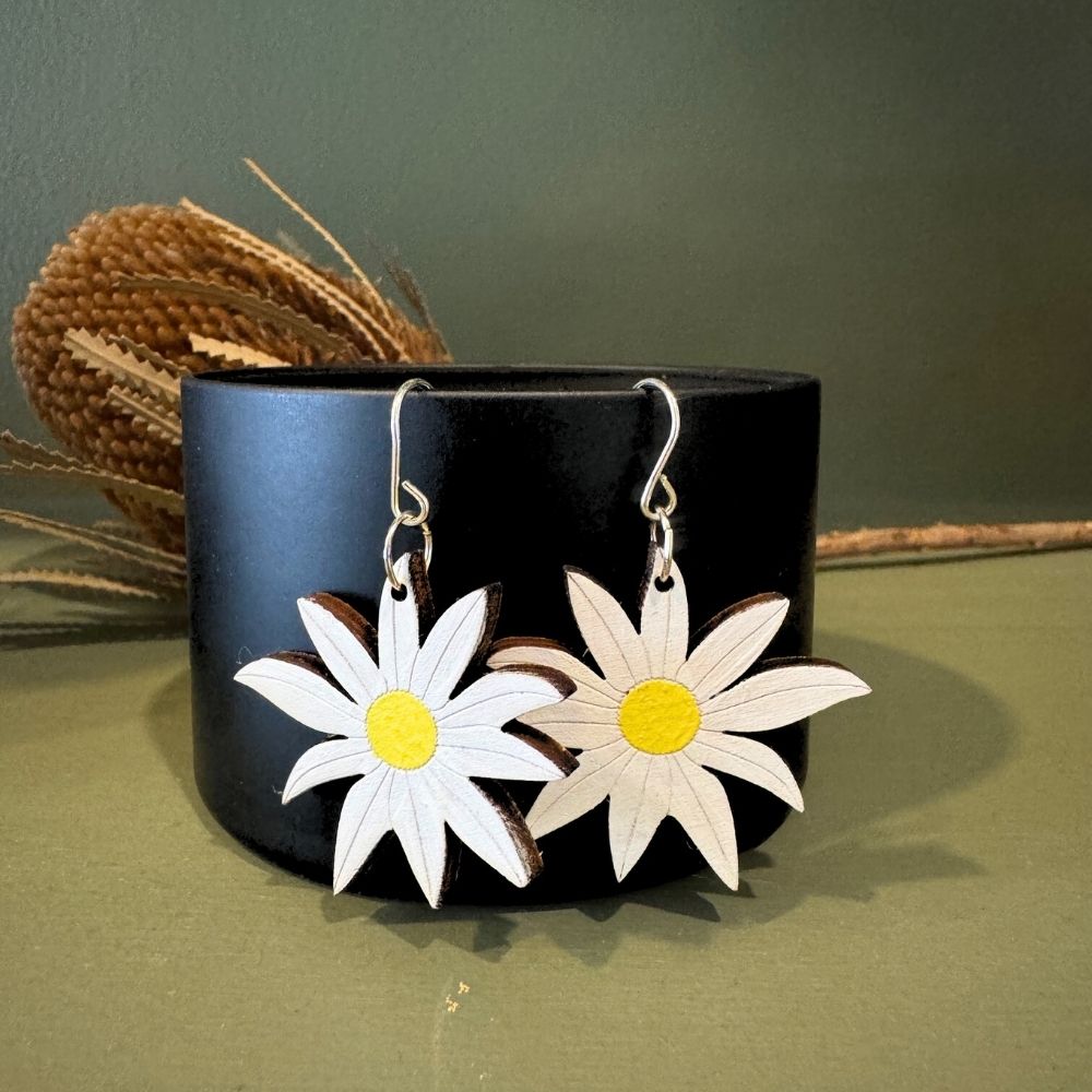 Australian Flannel Flower Hand Painted Earrings