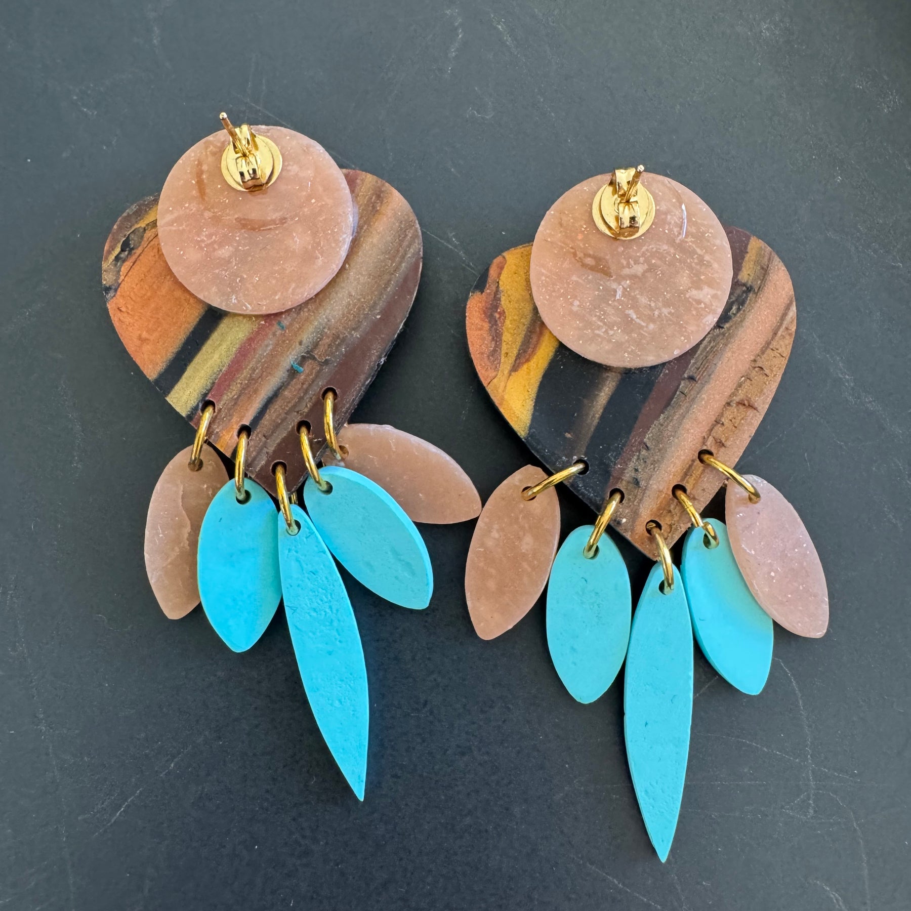 Heart to heart polymer clay earrings