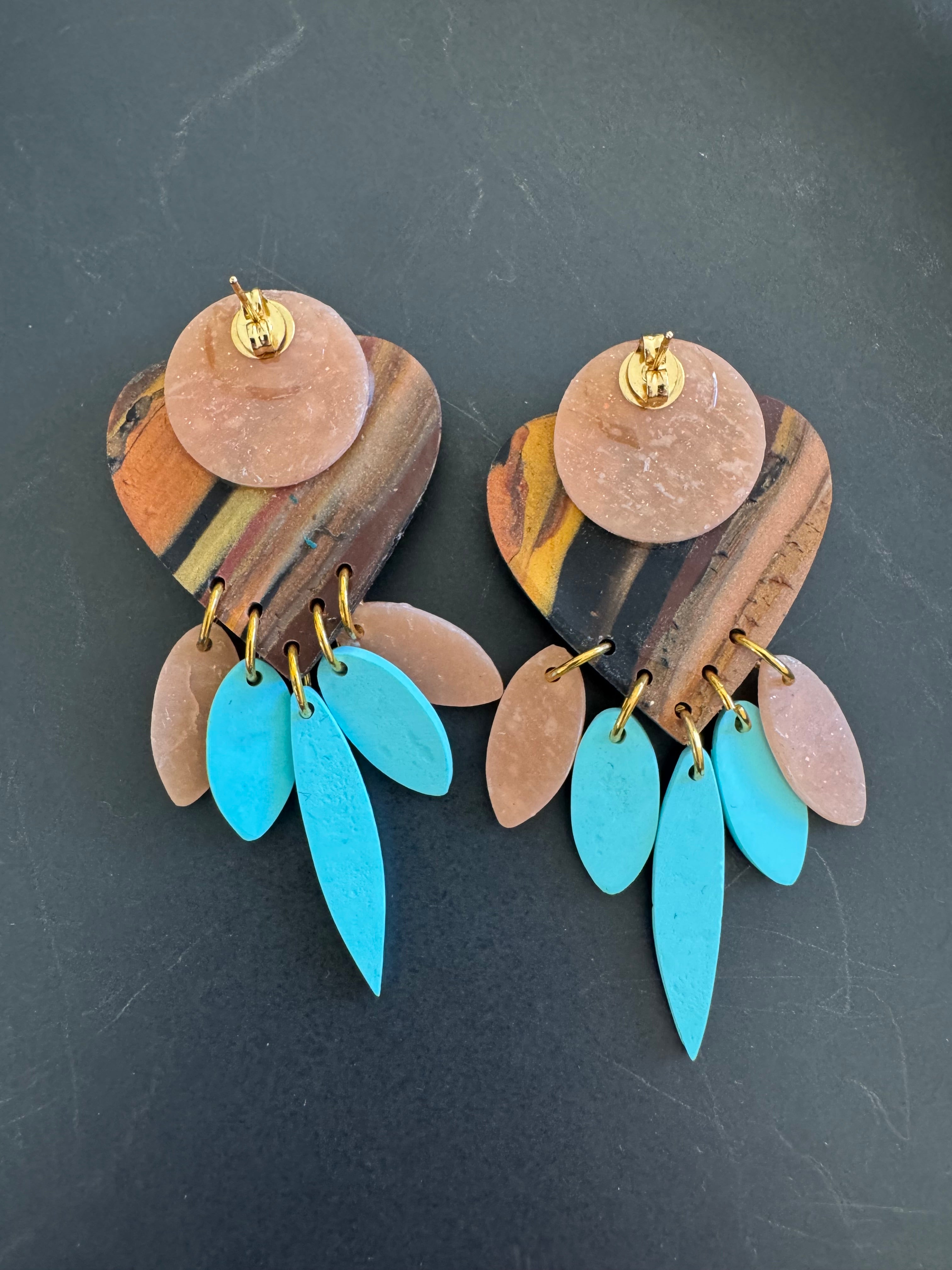 Heart to heart polymer clay earrings