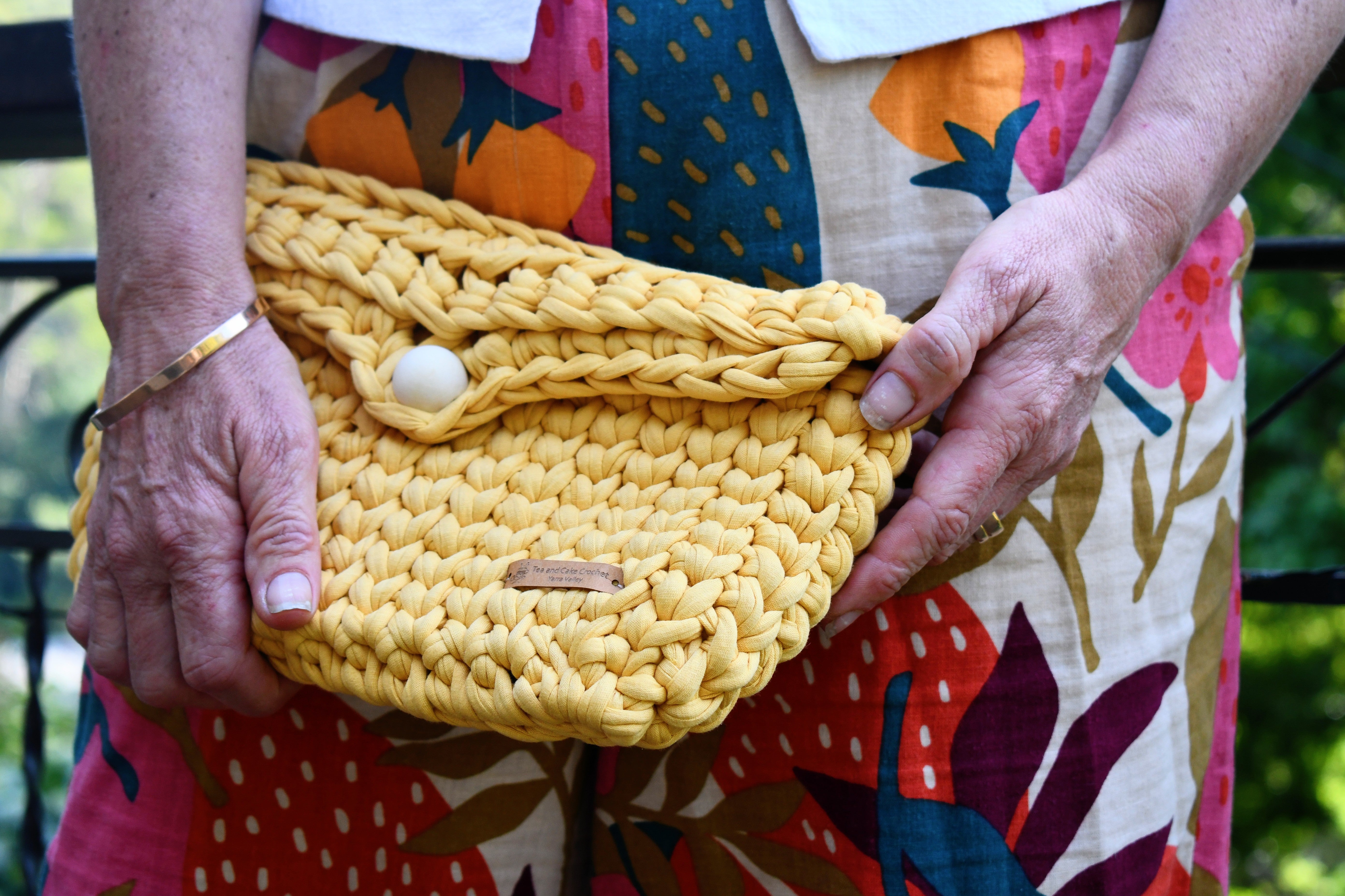Handmade Crochet Clutch Bag Mustard
