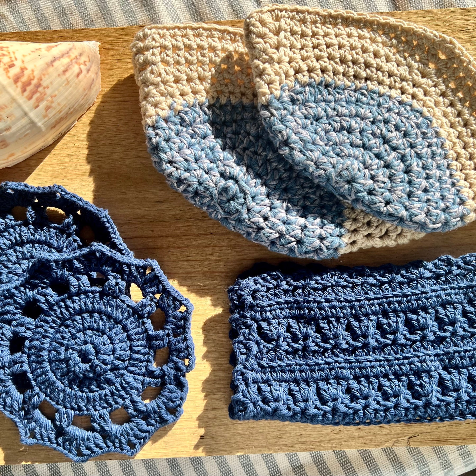 Crochet Bowl Cozy Set of 2 - Handmade Cotton Bowl Holders -  Housewarming Gift