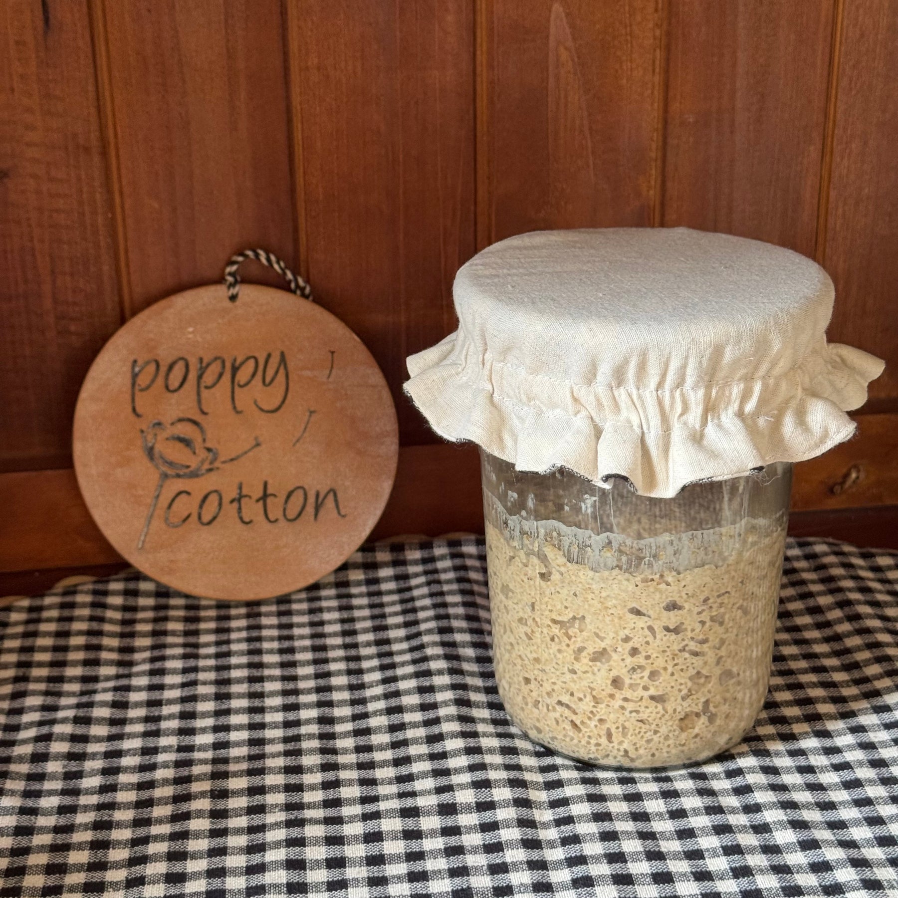 Natural Cotton Sourdough Starter Jar Cover – Handmade in Tasmania