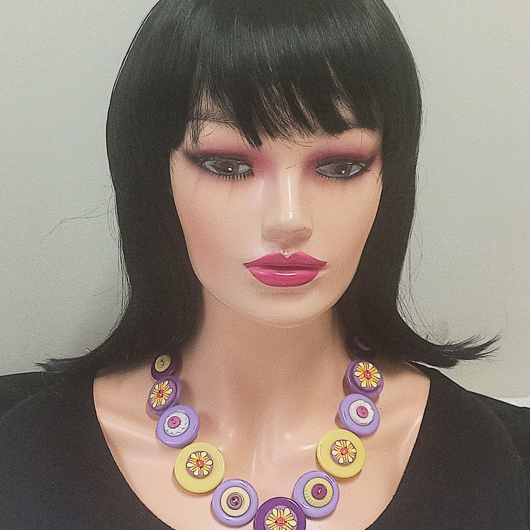 Button necklace - Summer Blooms