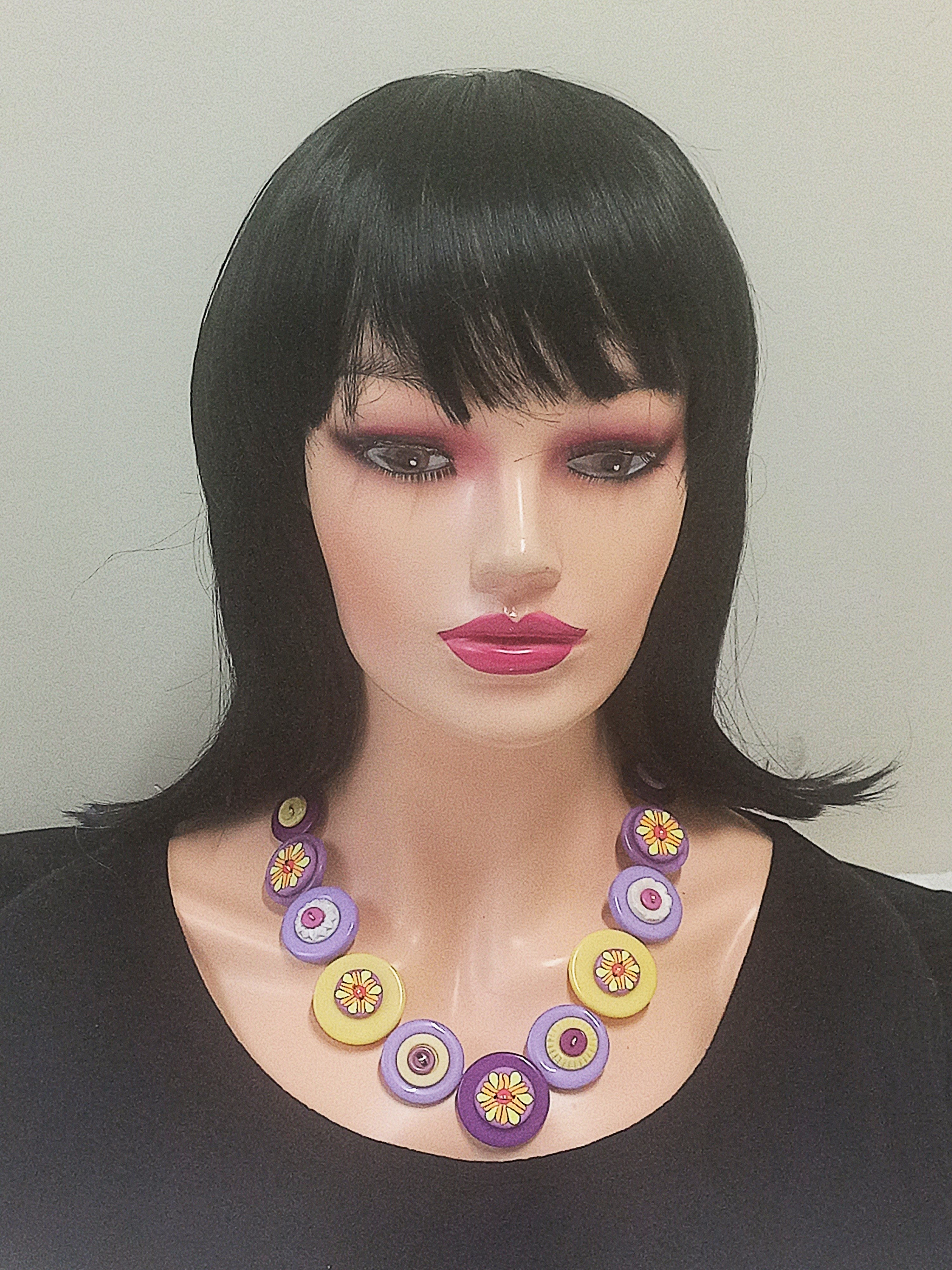Button necklace - Summer Blooms