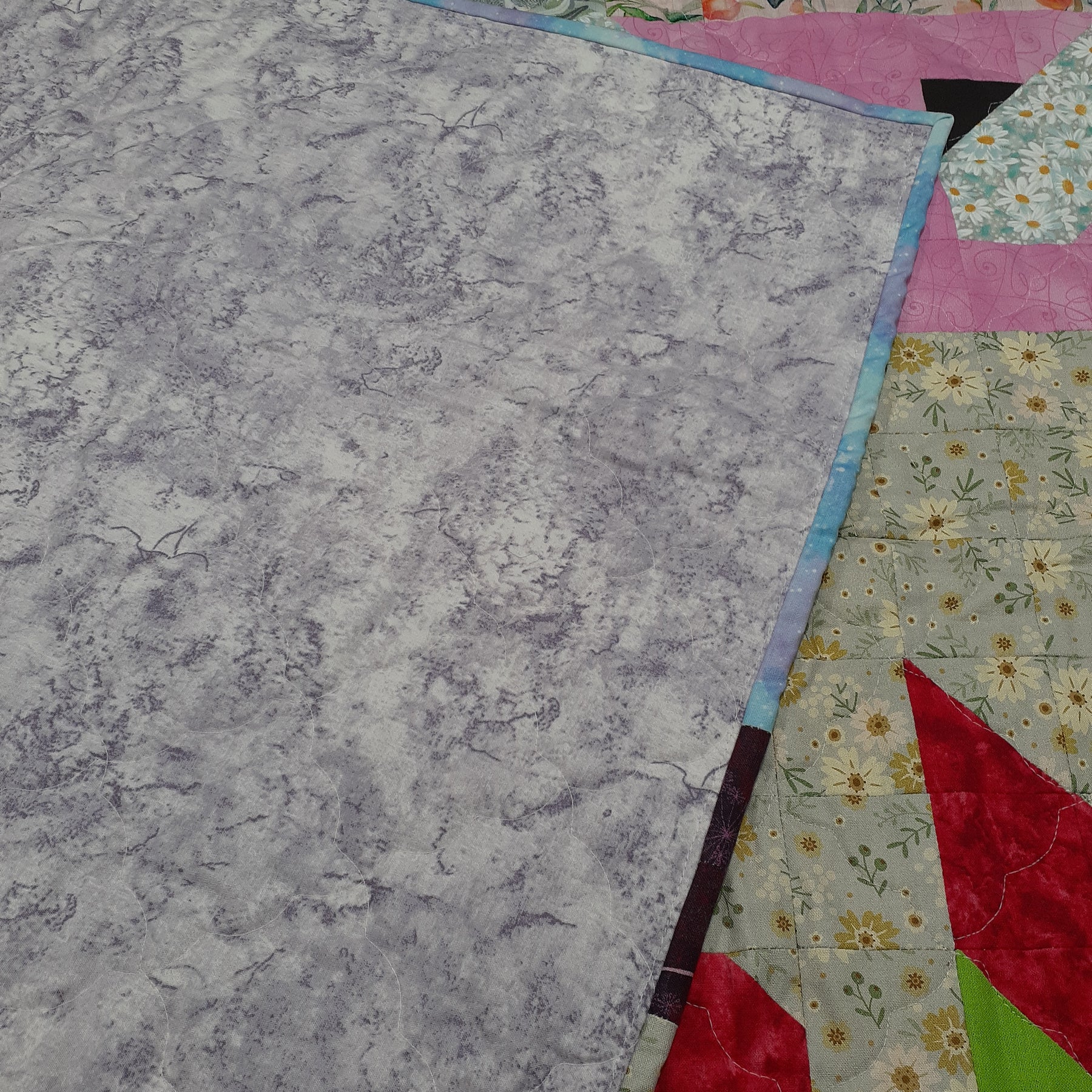 Harry the hare in the poppy field patchwork quilt