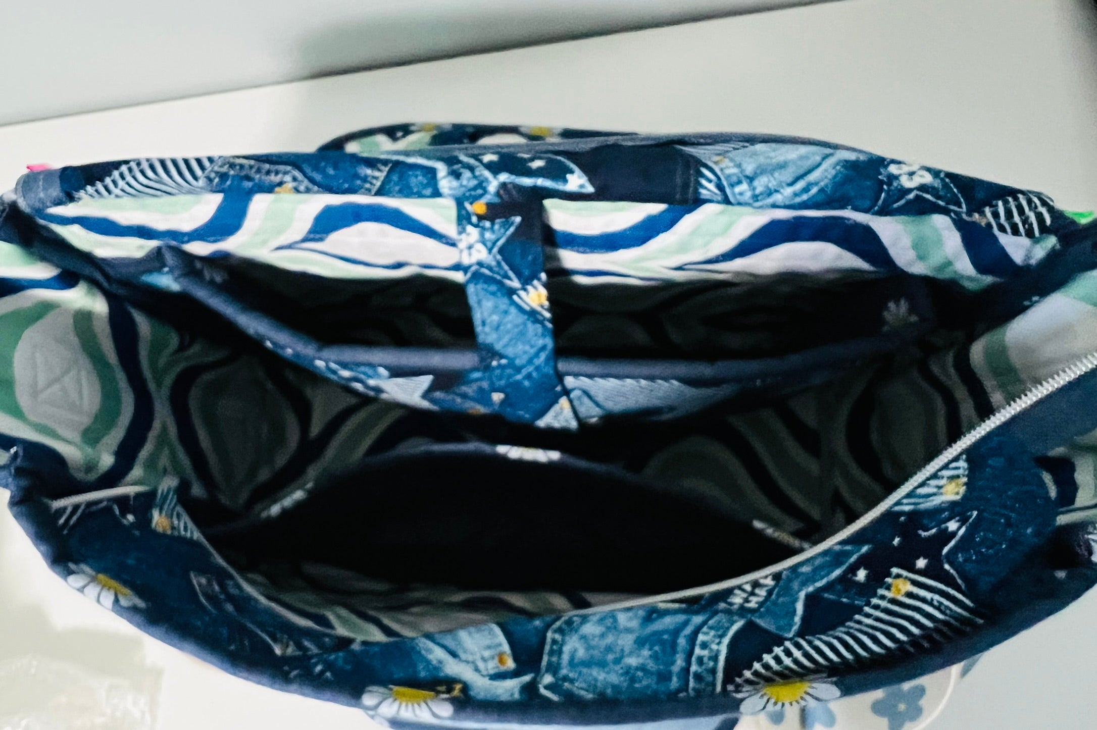 Upcycled Denim Messenger/Computer Bag