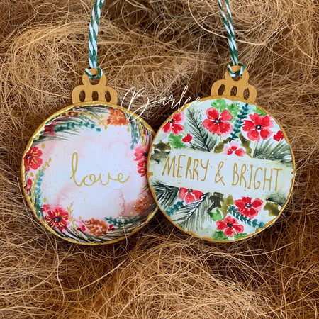 Set of 2 Hand-Painted Christmas Decorations - Unique Ornaments