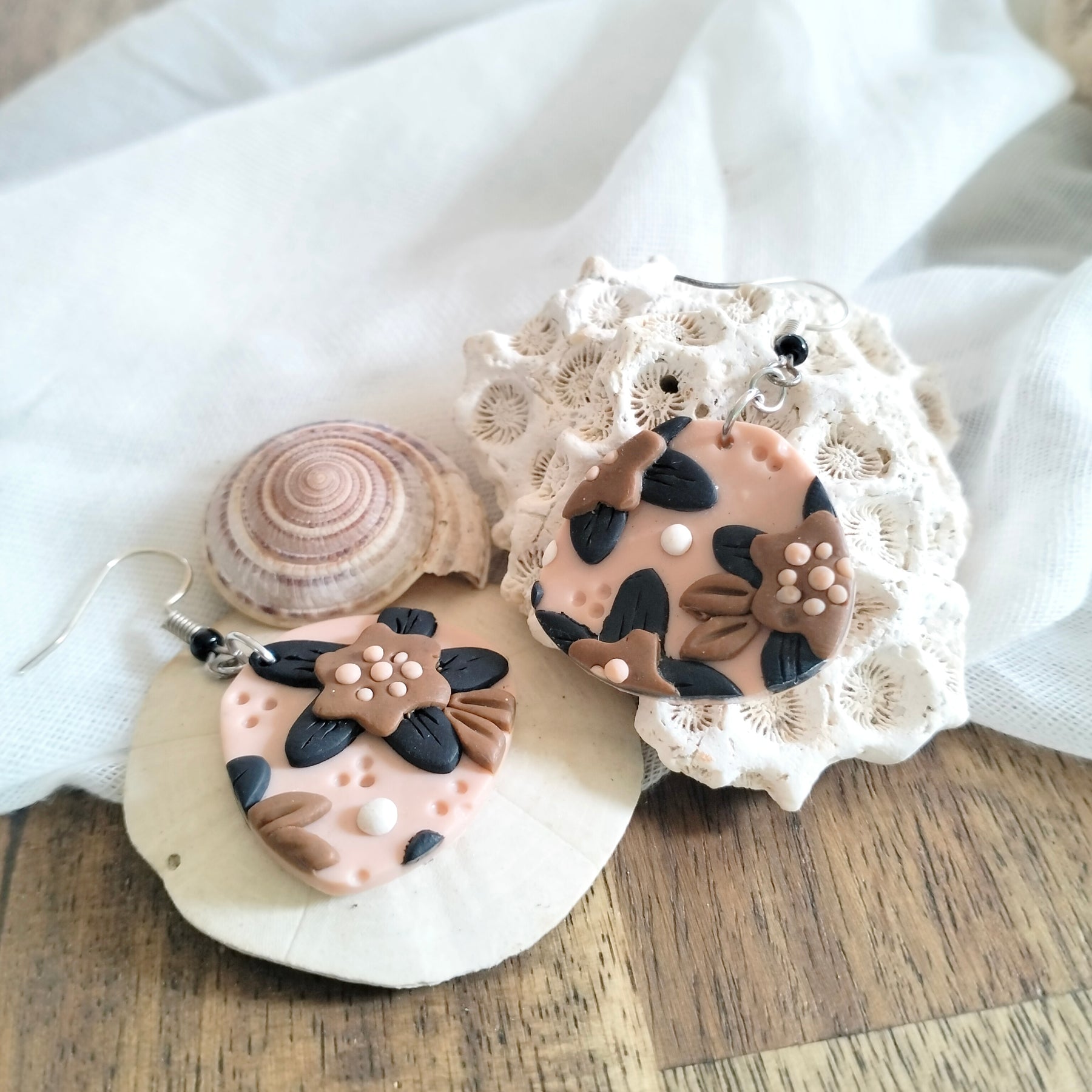 Earrings - Neutral Floral - Artful Dangles