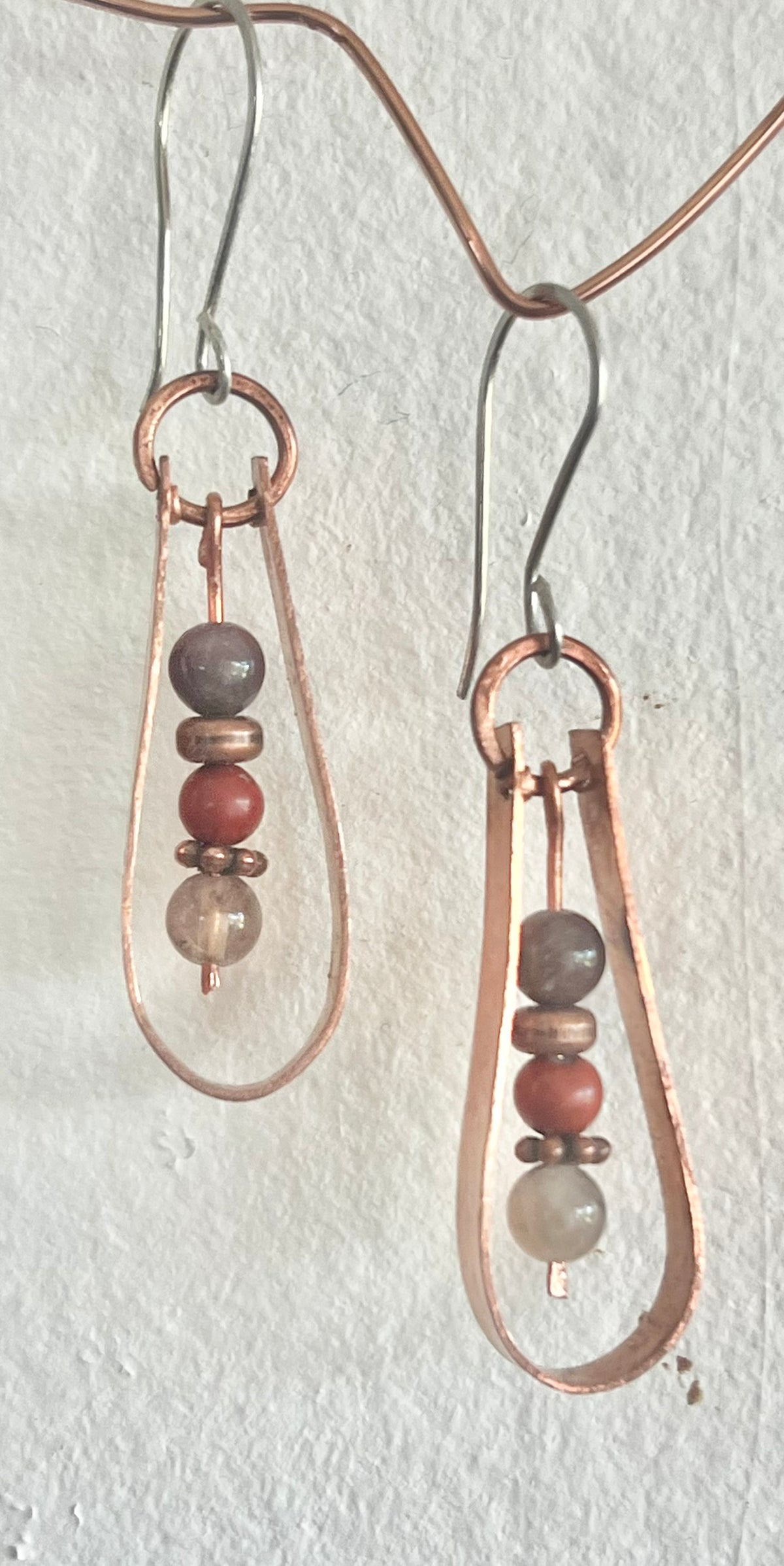 Earthy Elegant Copper and Gemstone Earrings