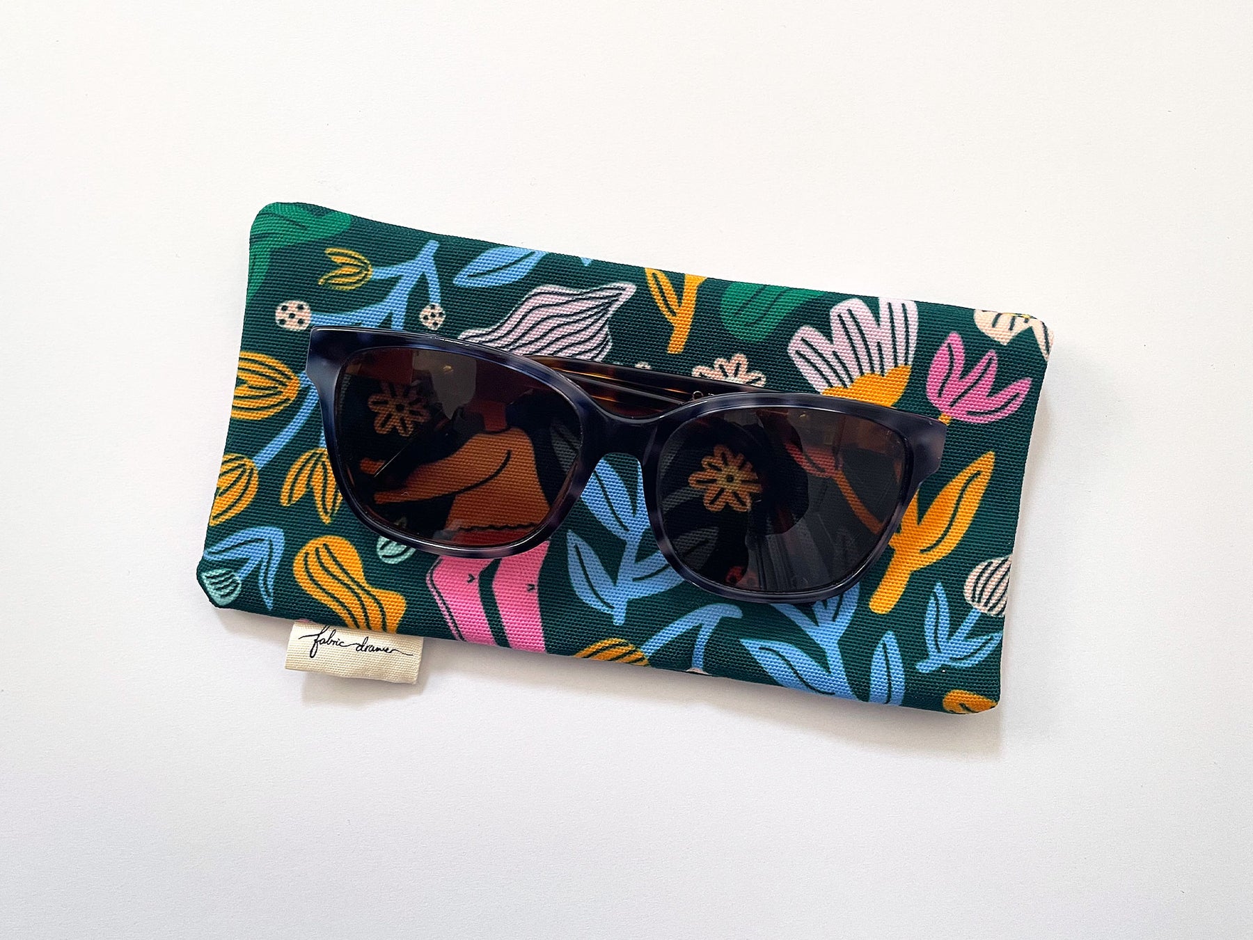 Fabric Glasses, Sunglasses Case, Handmade - Frolic (Dark)