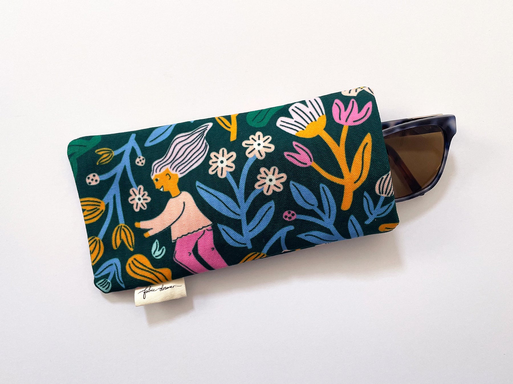 Fabric Glasses, Sunglasses Case, Handmade - Frolic (Dark)
