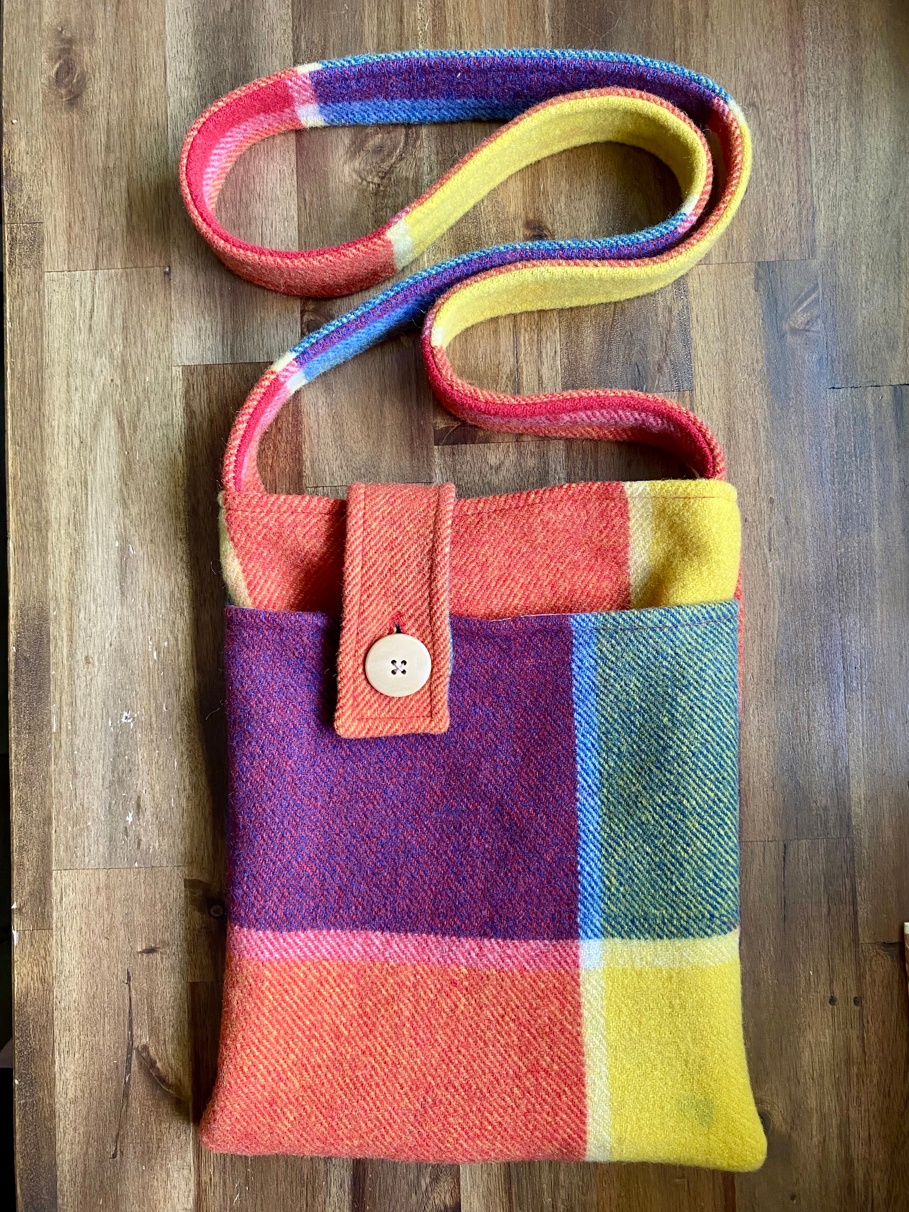 Upcycled Woollen Blanket - Cross Body Bag - Multi
