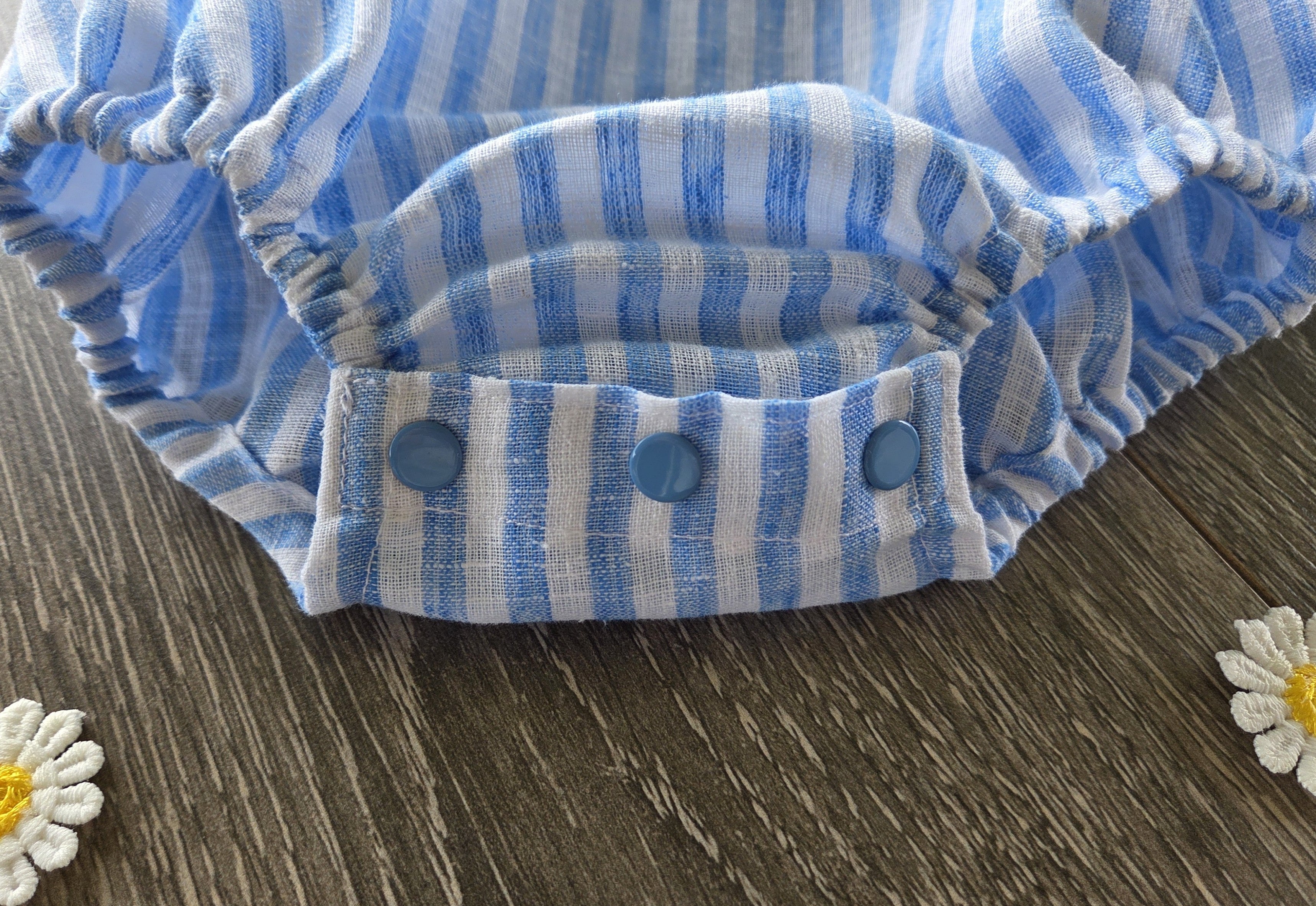 "Striped Sunshine" Romper & Head Bow - 3-6 Months