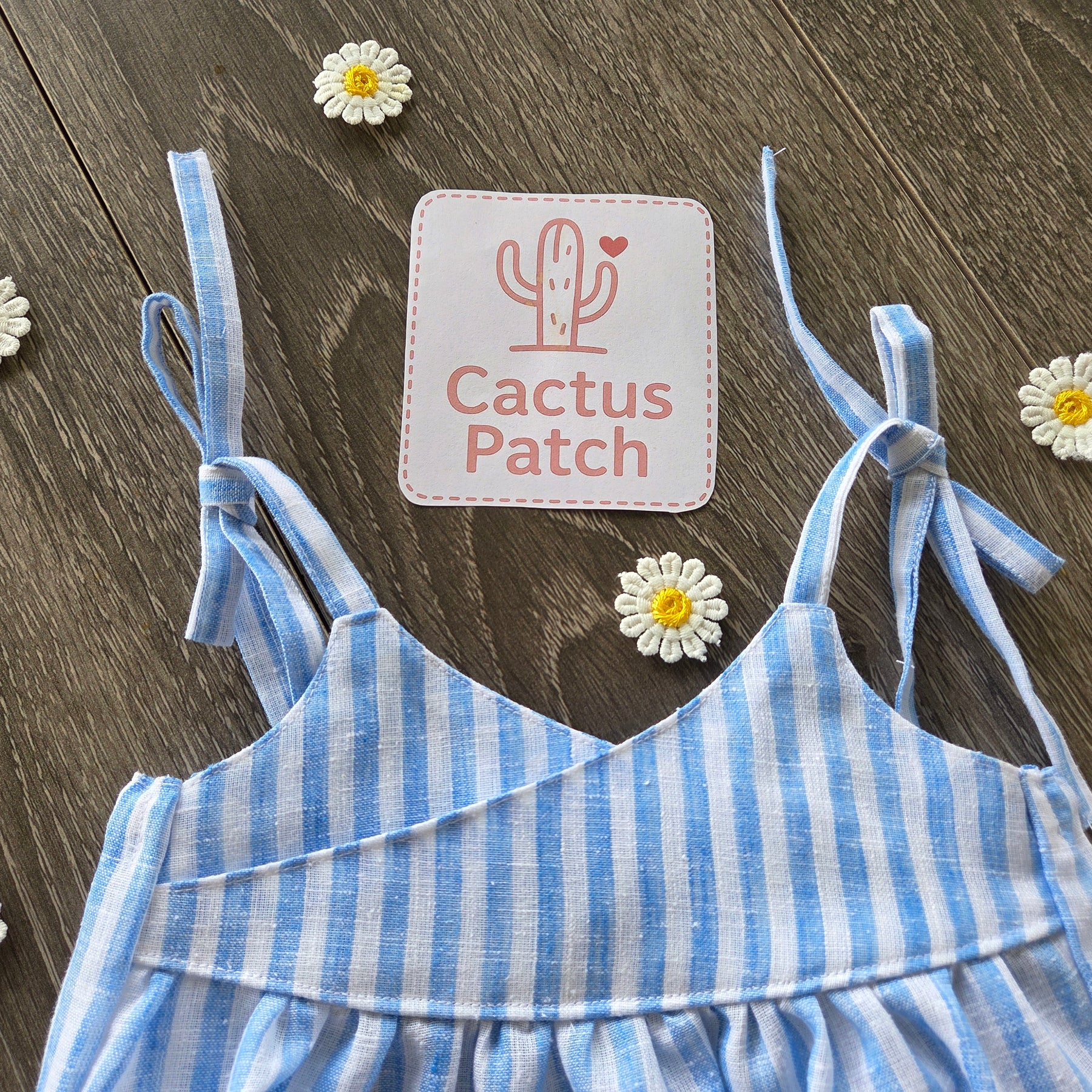 "Striped Sunshine" Romper & Head Bow - 3-6 Months