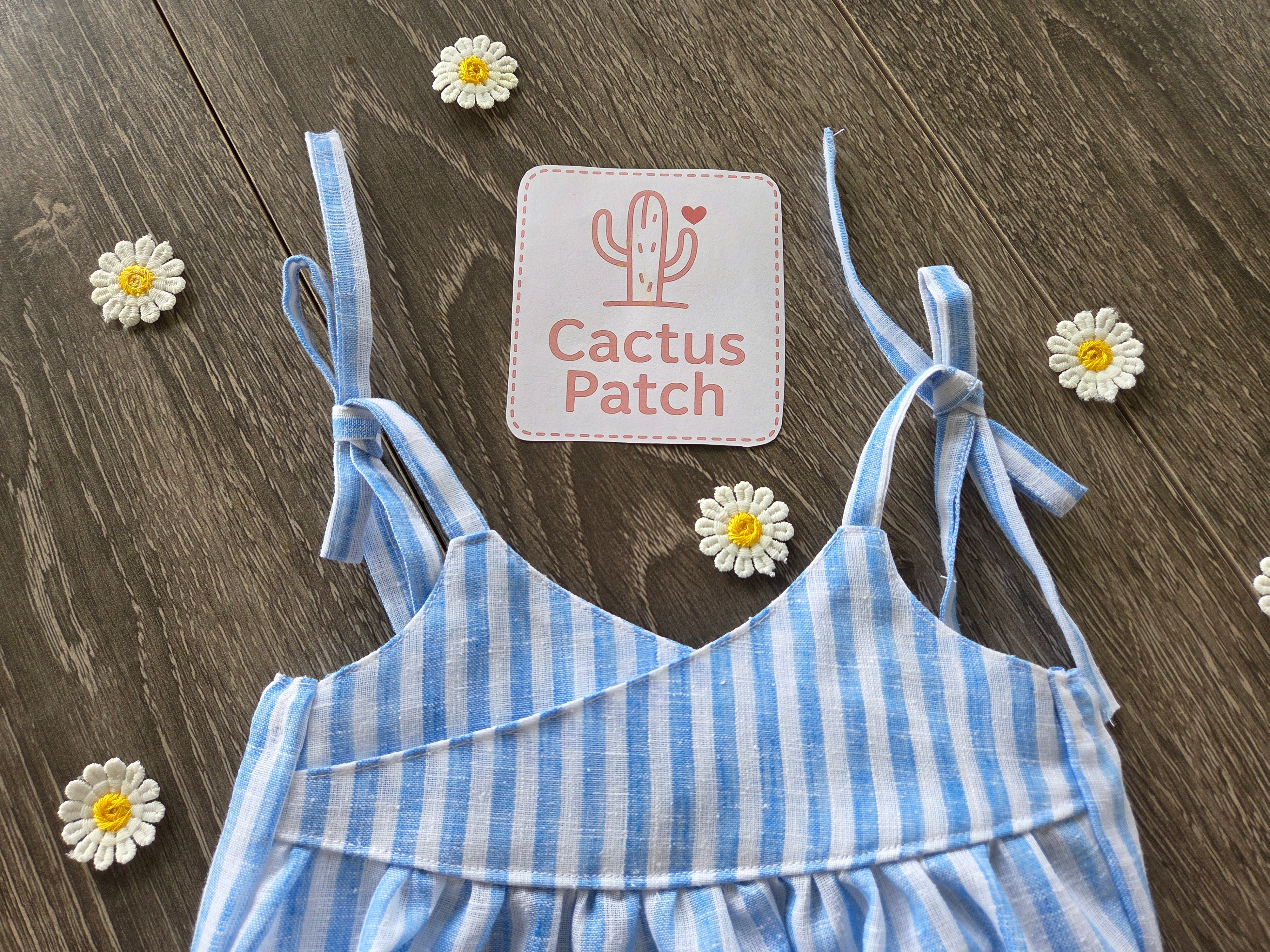 "Striped Sunshine" Romper & Head Bow - 3-6 Months