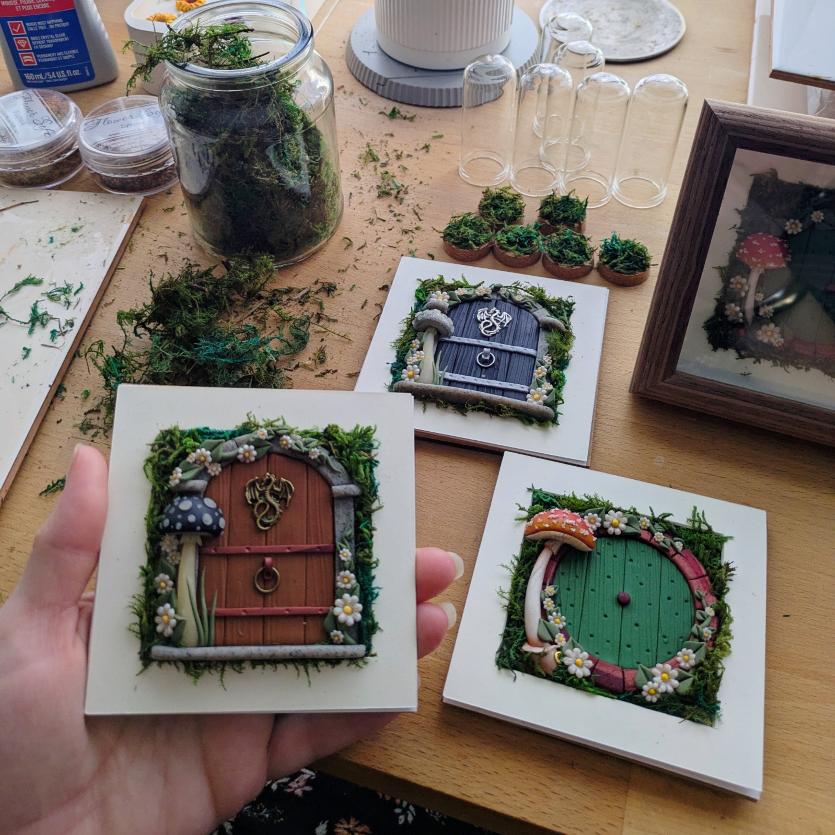 Medieval Dragon Fairy Door Shadow Box – Hand Sculpted Miniature Fantasy Decor
