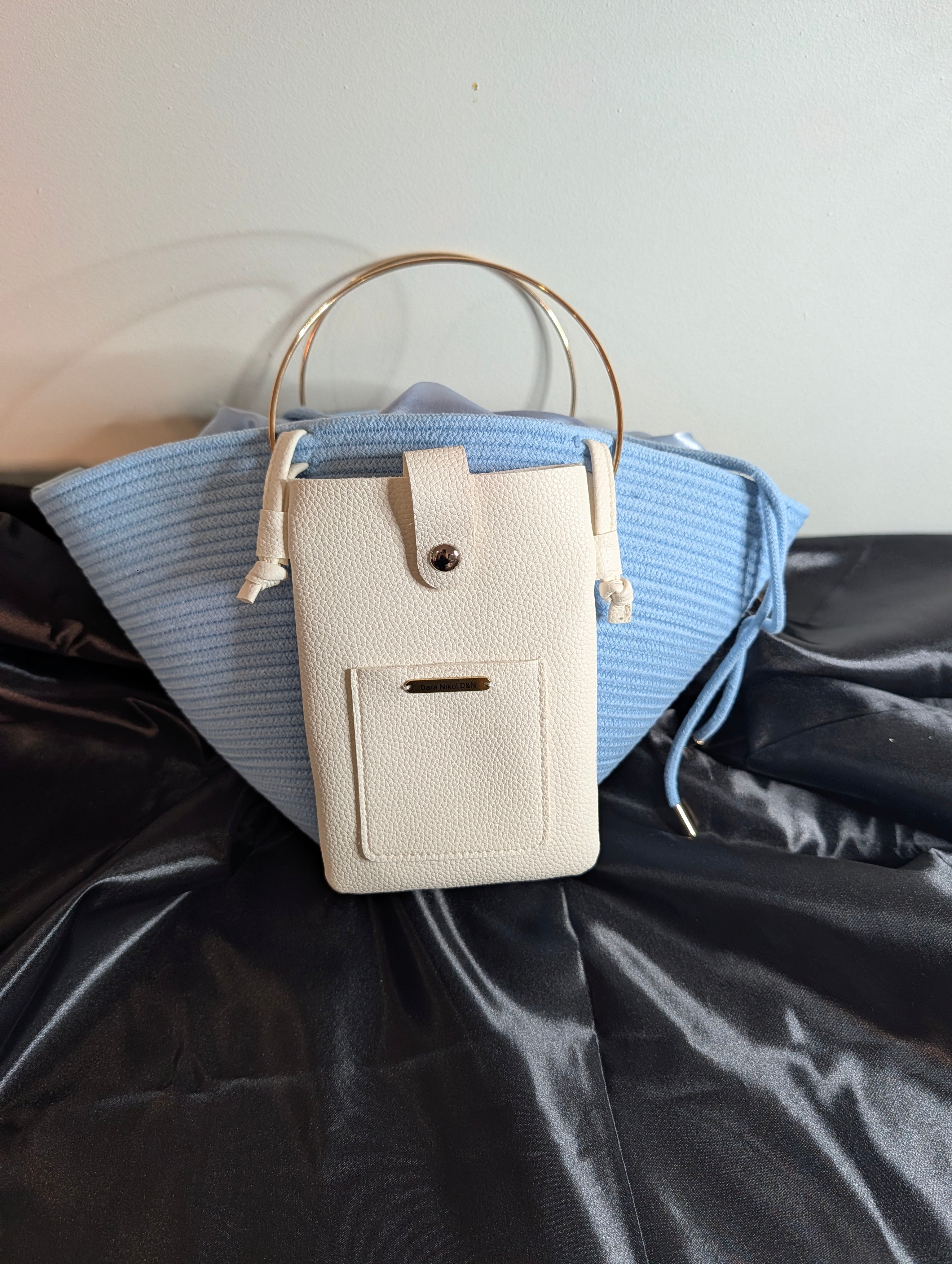 Sky Medium Handmade Cotton Cord Statement Handbag