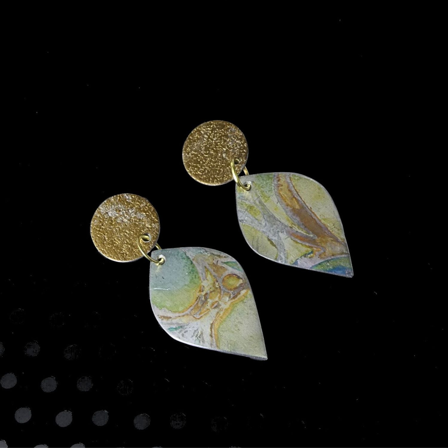 Anodised aluminium earrings hand printed Sea Whisper Collection