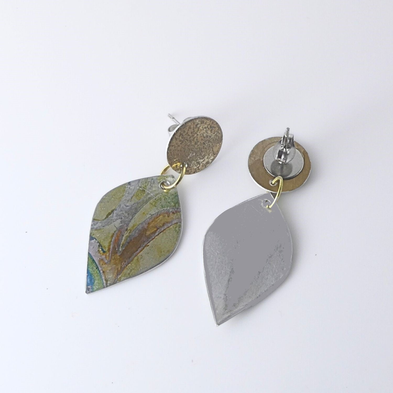 Anodised aluminium earrings hand printed Sea Whisper Collection