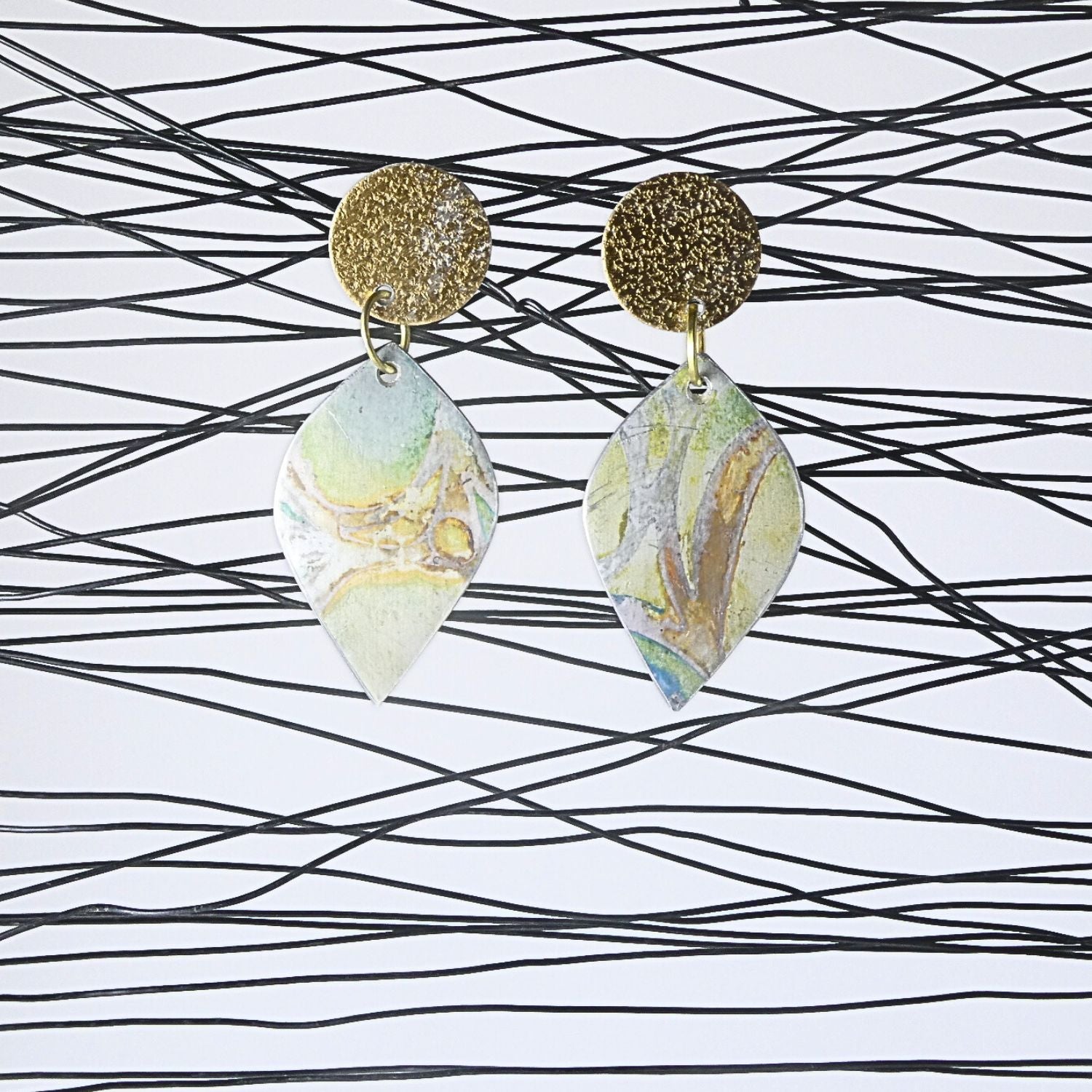 Anodised aluminium earrings hand printed Sea Whisper Collection