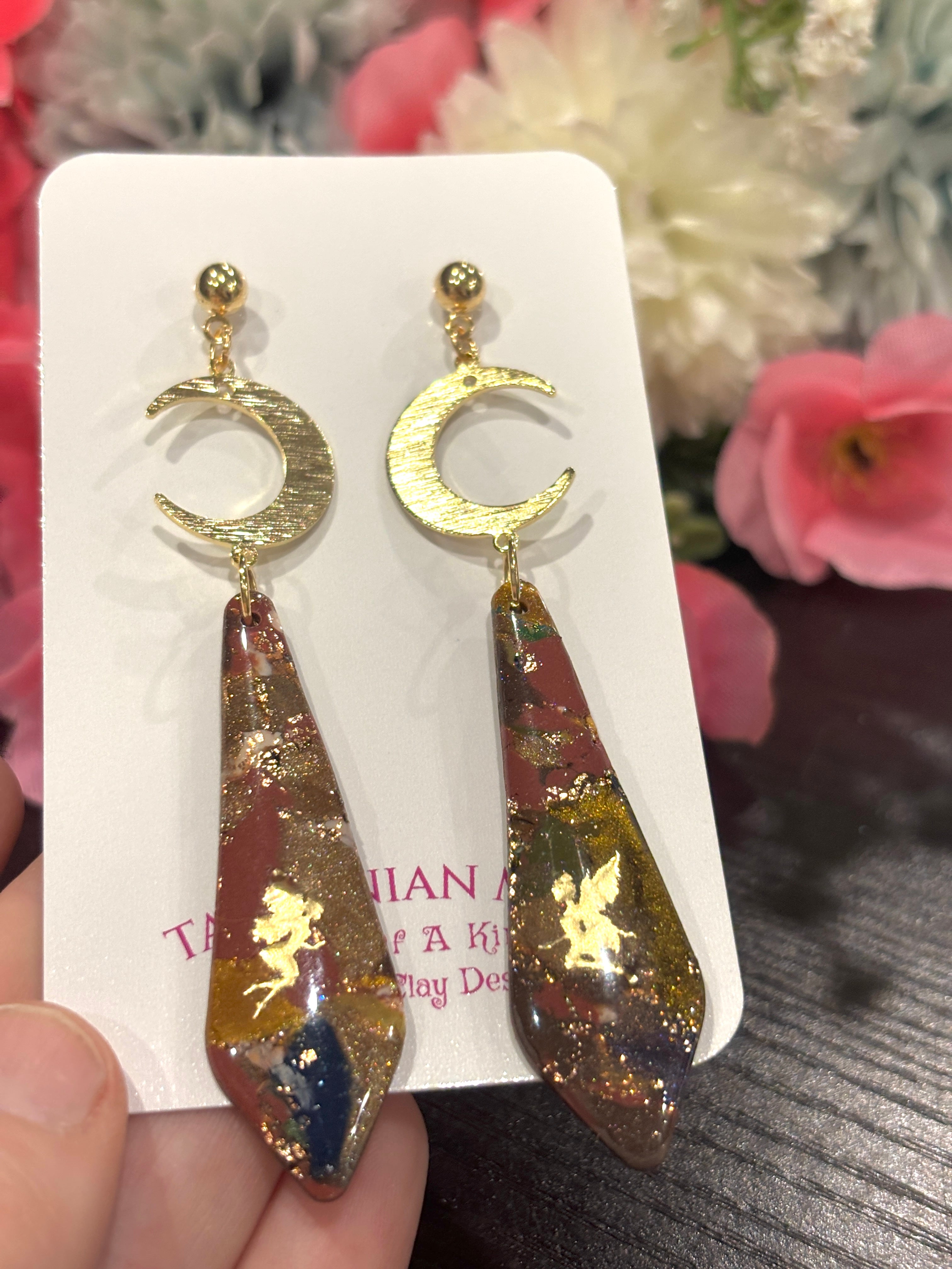 Enchanted Moon – One of a Kind Handmade Polymer Clay Fairy Earrings