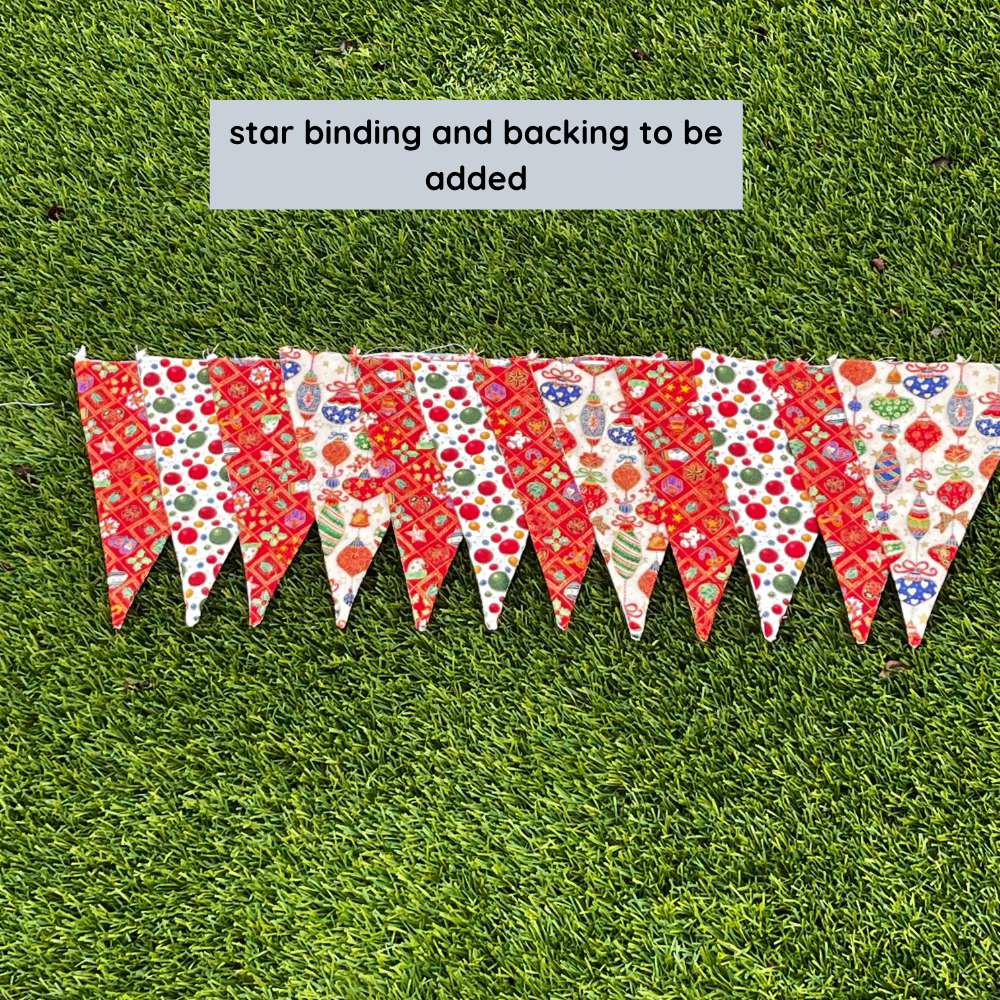 Handmade Bunting | Christmas | Stars | Baubles | Trees | 12 flags | double sided