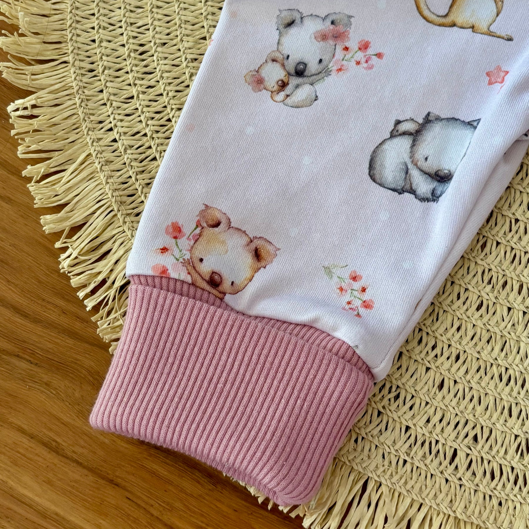 Baby Pants and Hat Set | Pink Koala Platypus | Size Newborn to 1 | Made to Order