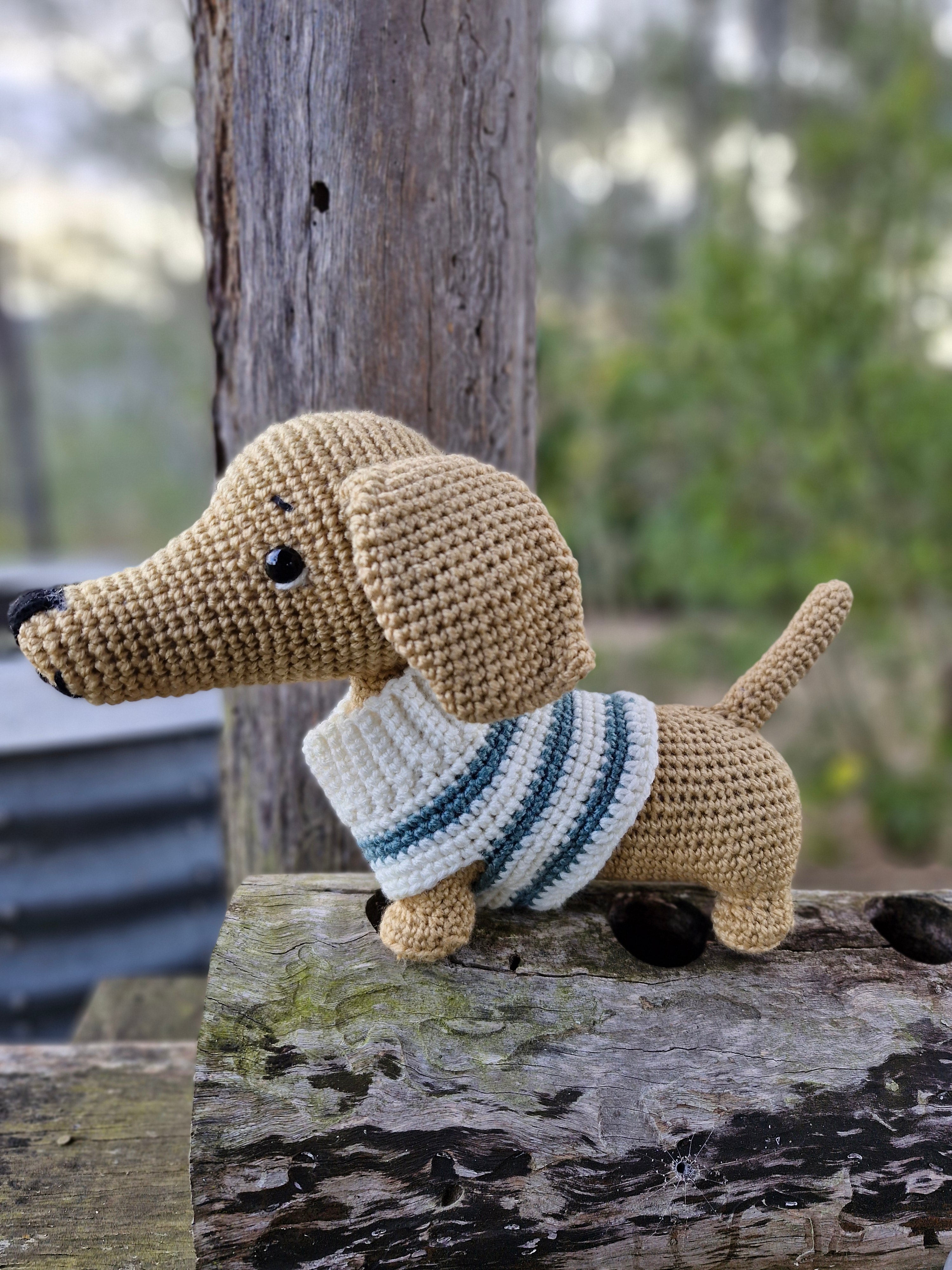 Super cute Hand crochet Light Dachshund Dog (Sausage Dog)
