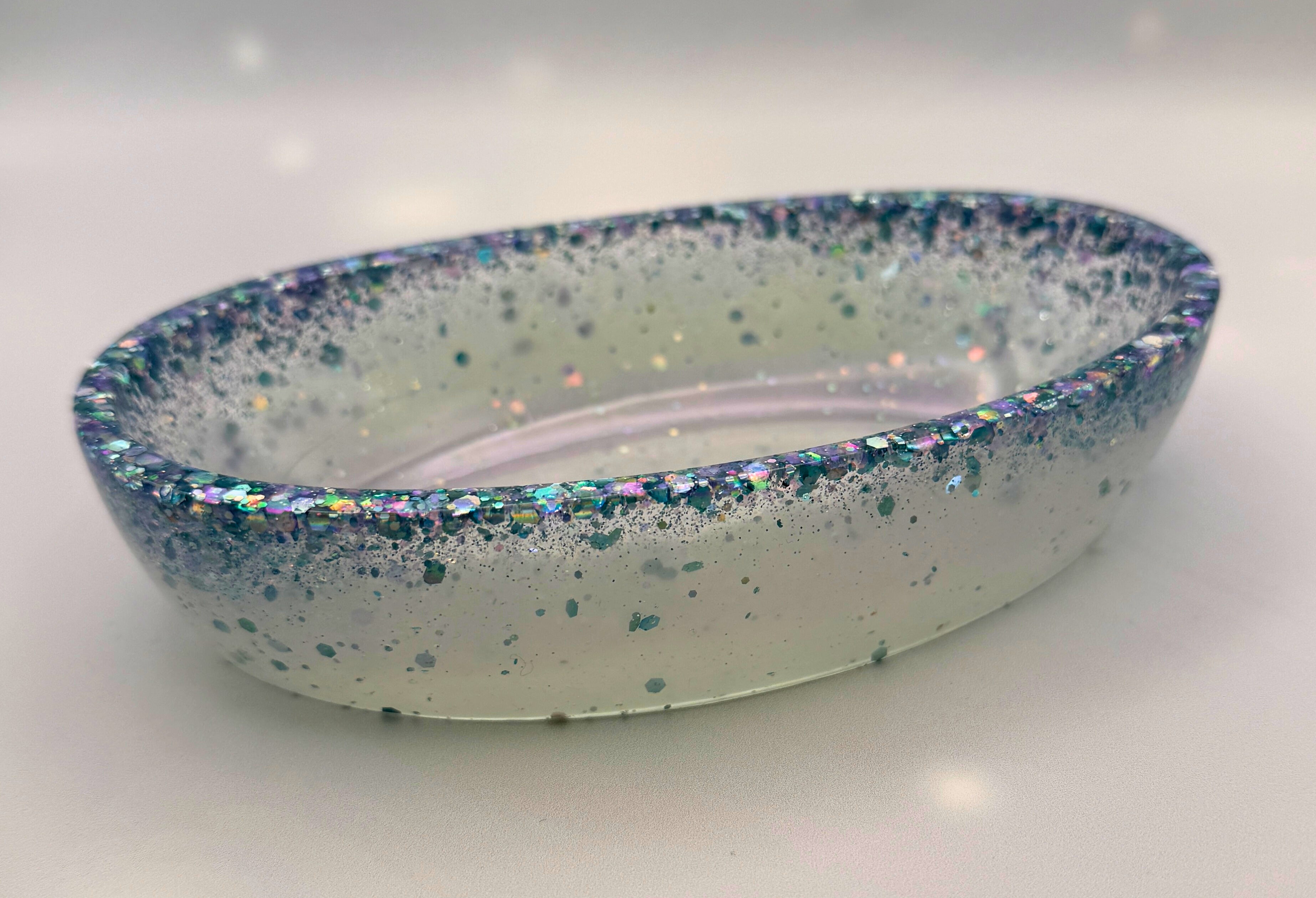 Handmade Oval Resin Bowl - Bold. Sparkly. Unique.