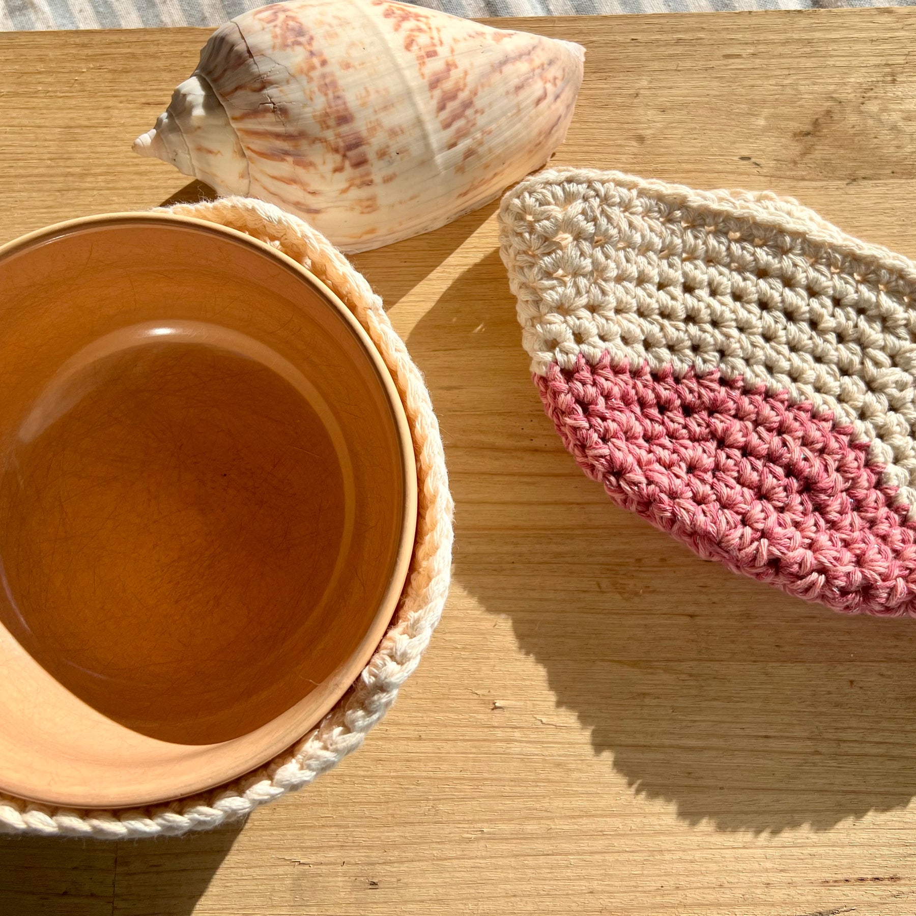 Crochet Bowl Cozy Set of 2 - Handmade Cotton Bowl Holders -  Housewarming Gift