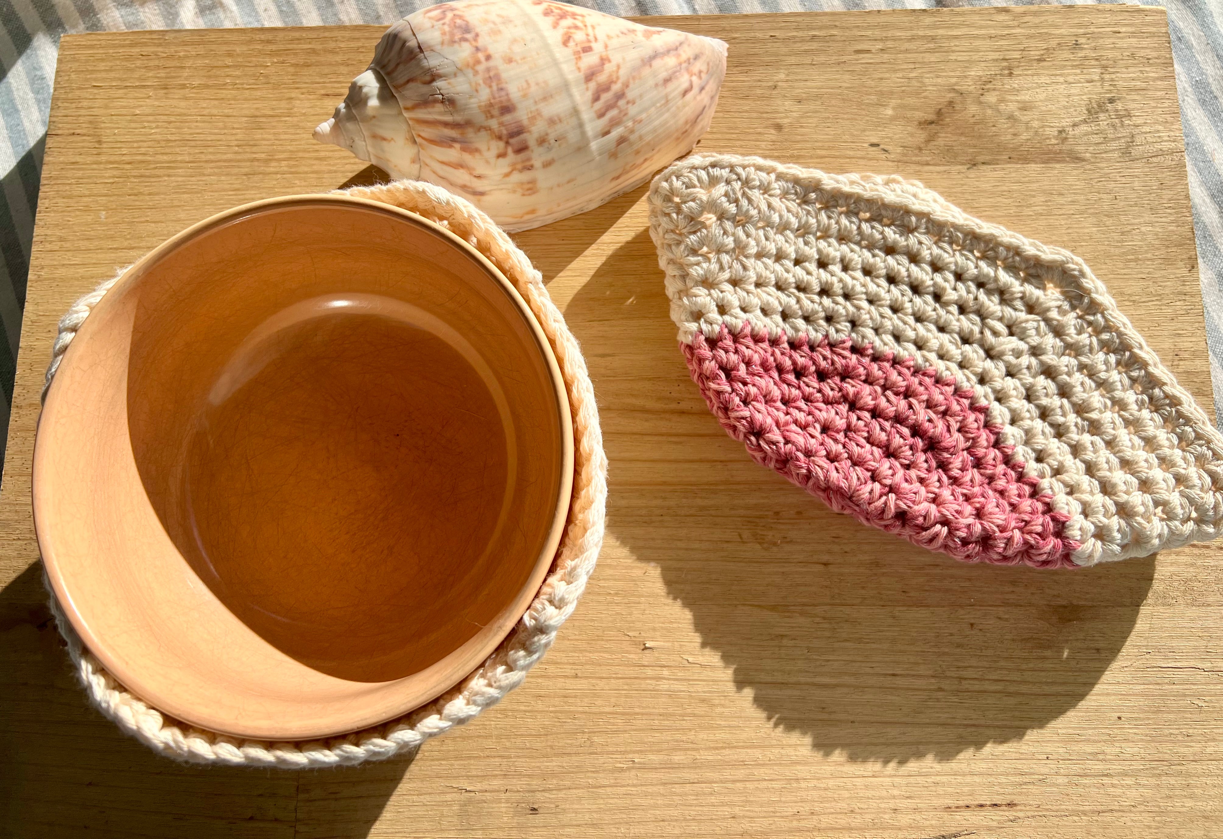 Crochet Bowl Cozy Set of 2 - Handmade Cotton Bowl Holders -  Housewarming Gift